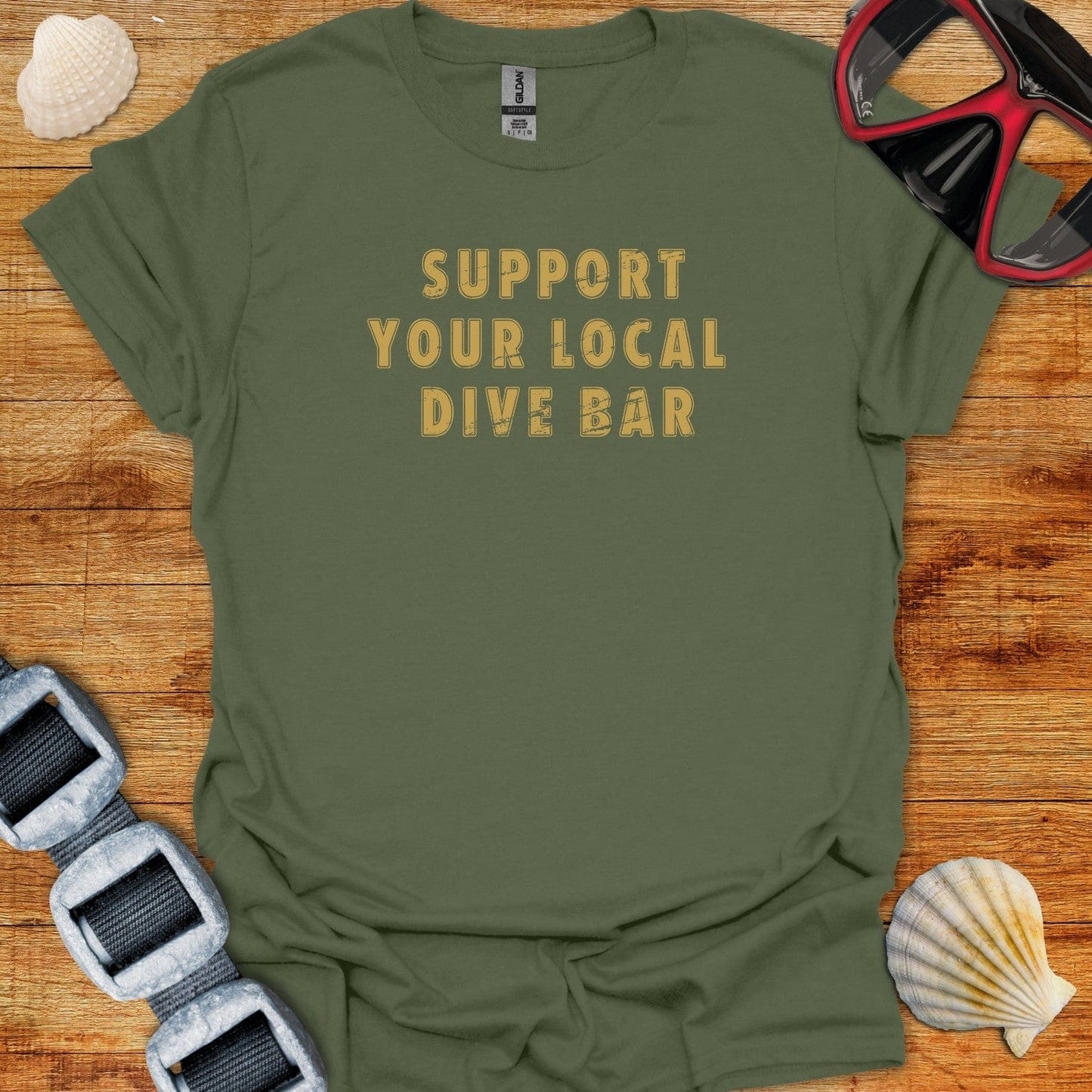 T-Shirt Military Green / S Support Your Local Dive Bar