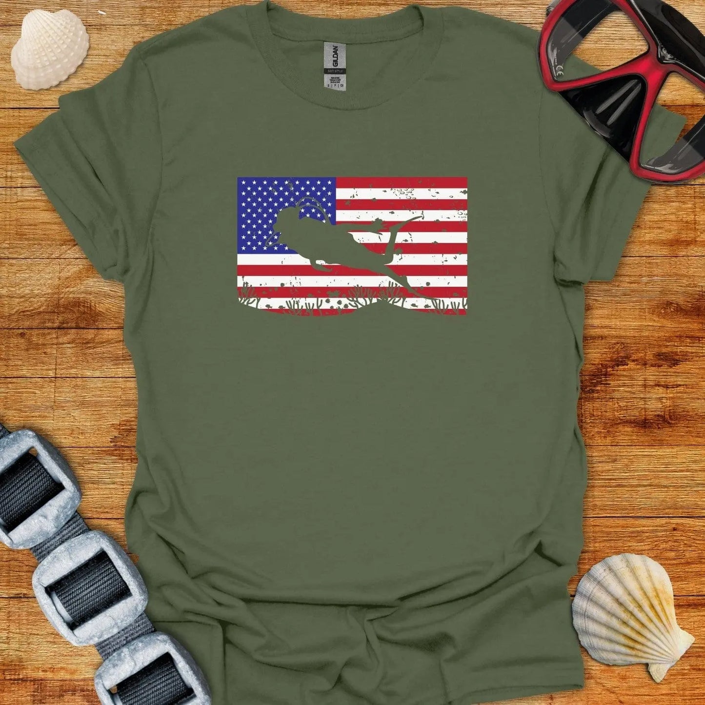 T-Shirt Military Green / S USA Dive