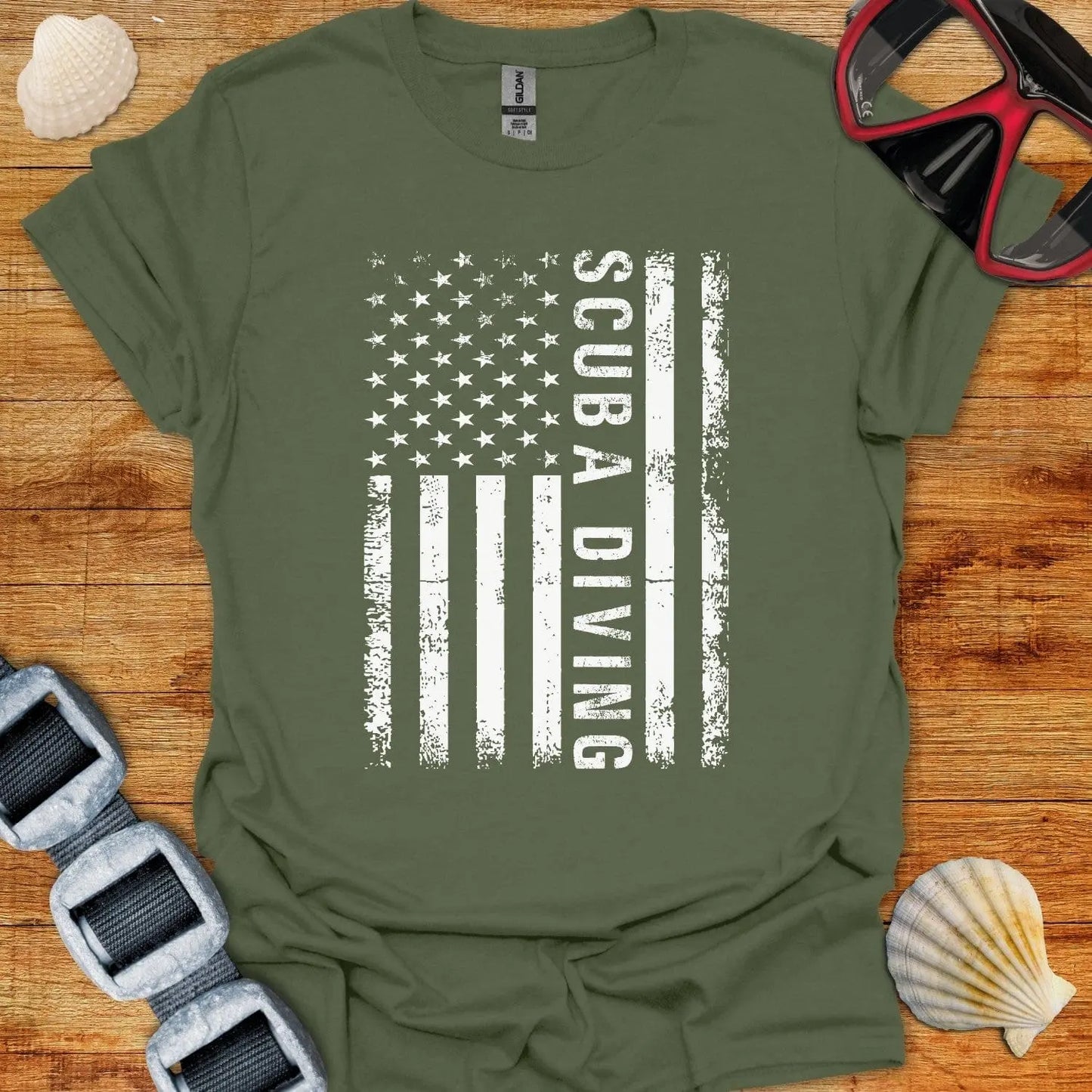 T-Shirt Military Green / S USA Diving