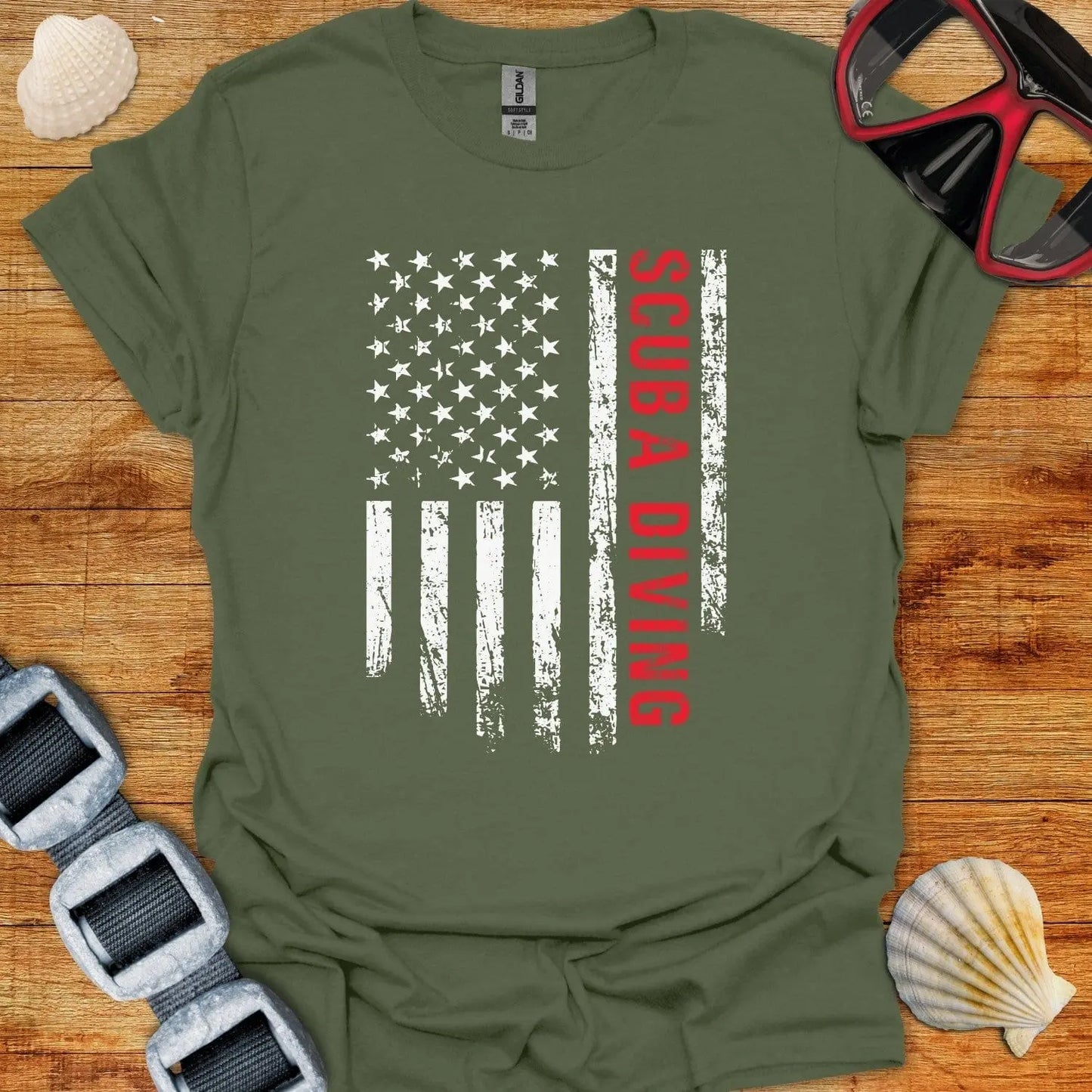 T-Shirt Military Green / S USA Scuba Diving