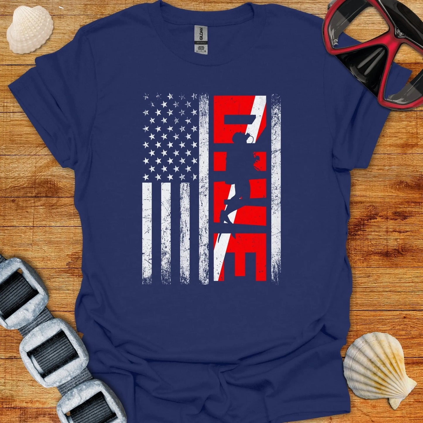 T-Shirt Navy / S DIver USA Flag T-Shirt