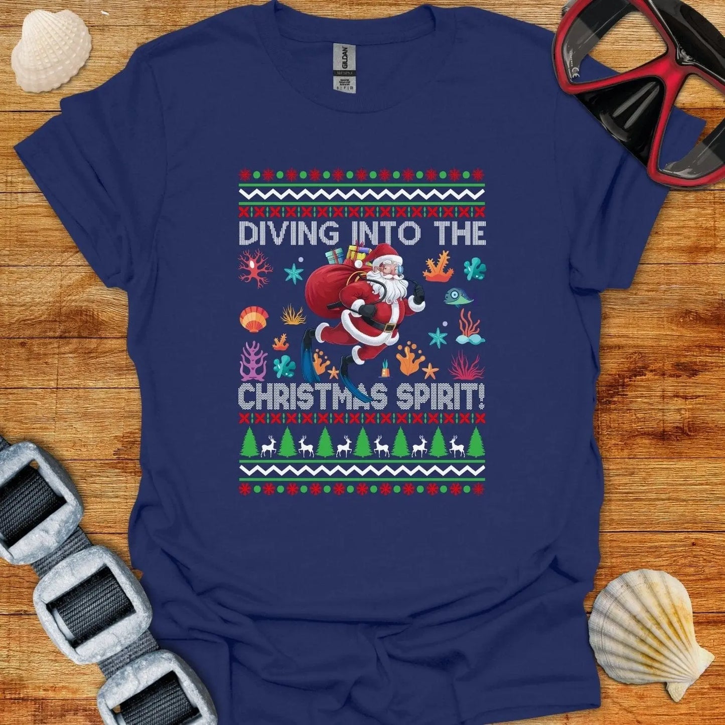 T-Shirt Navy / S Diving Into Xmas T-Shirt