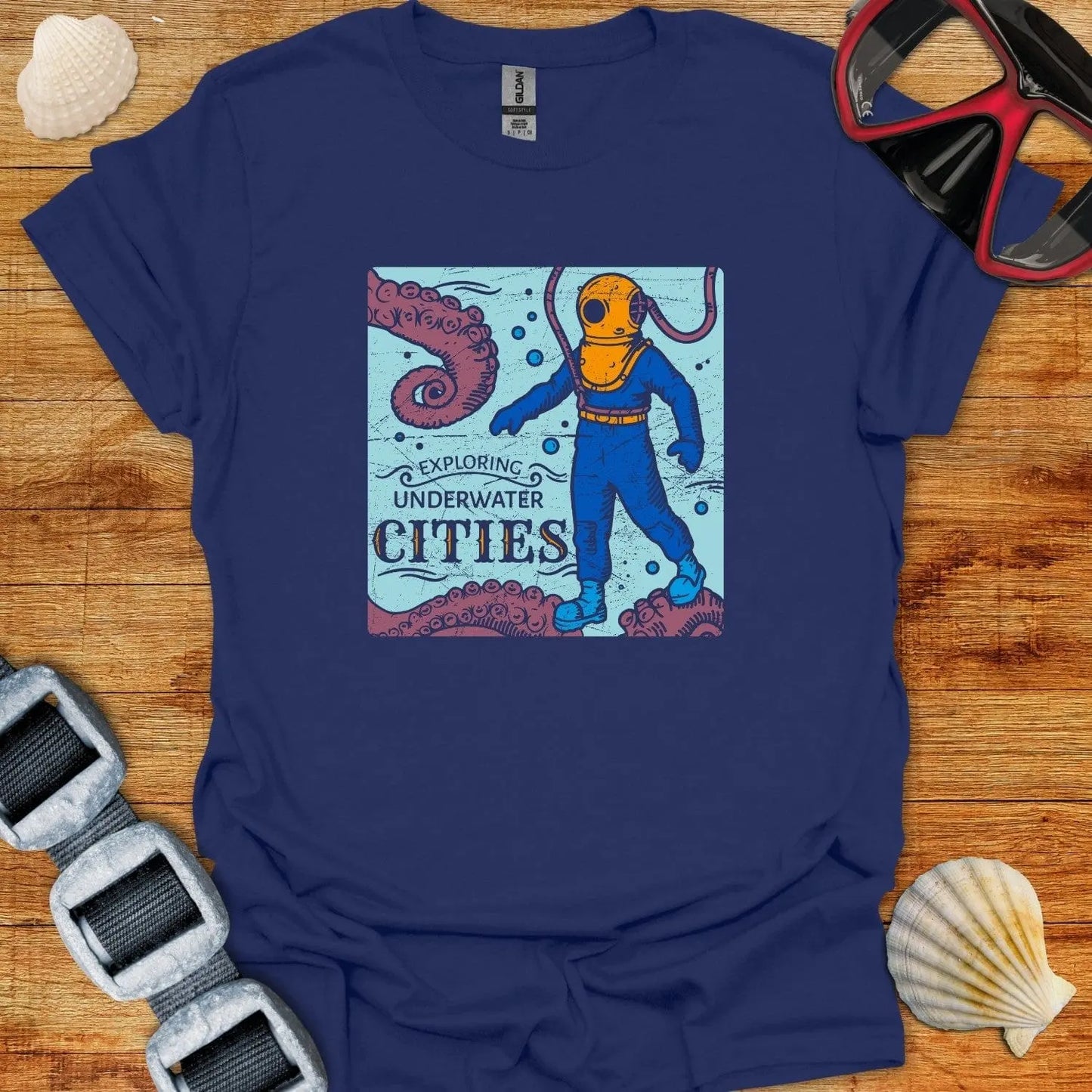 T-Shirt Navy / XS Exploring Underwater Cities