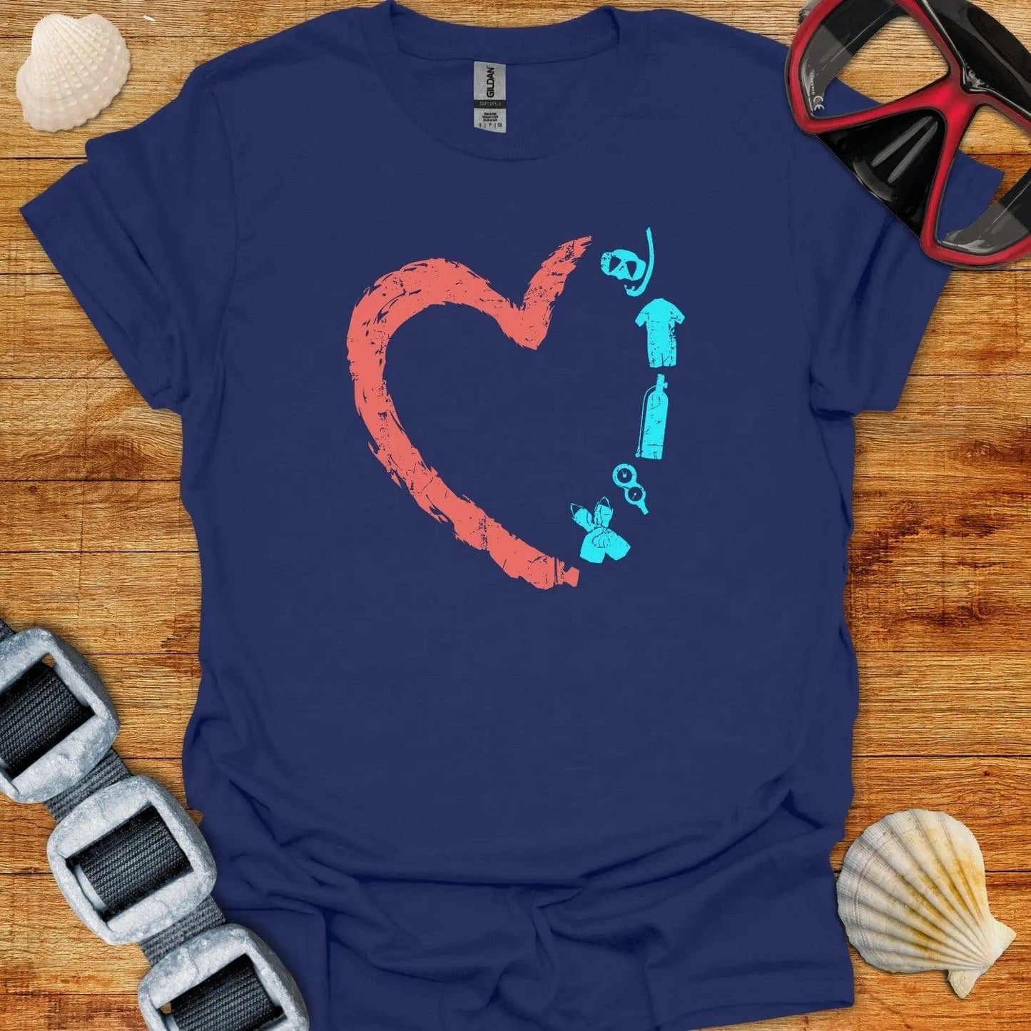 T-Shirt Navy / XS Heart Diving