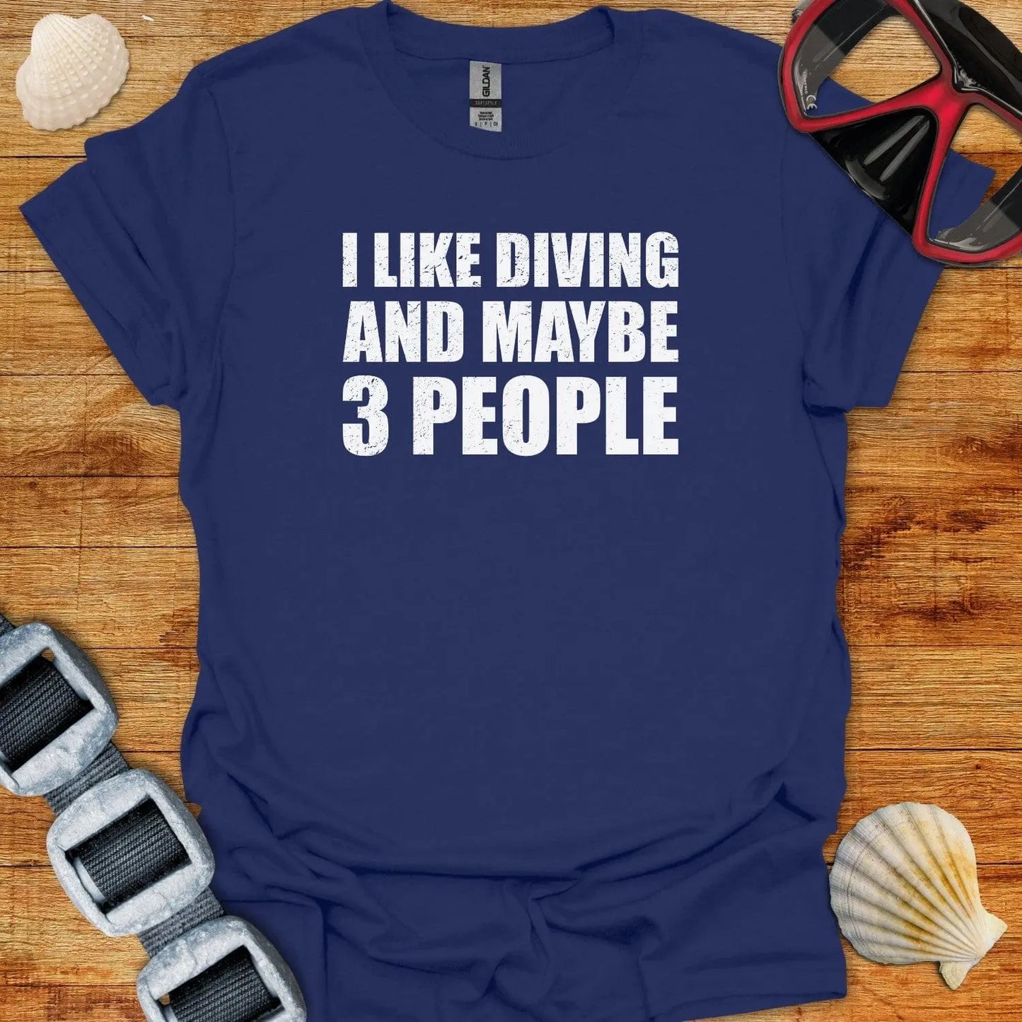 T-Shirt Navy / XS I Like Diving & 3 People