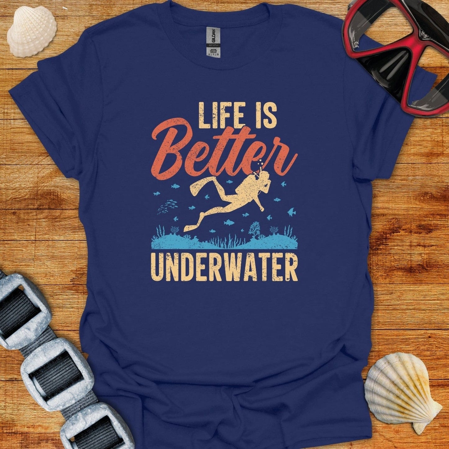 T-Shirt Navy / XS Life Is Better Underwater