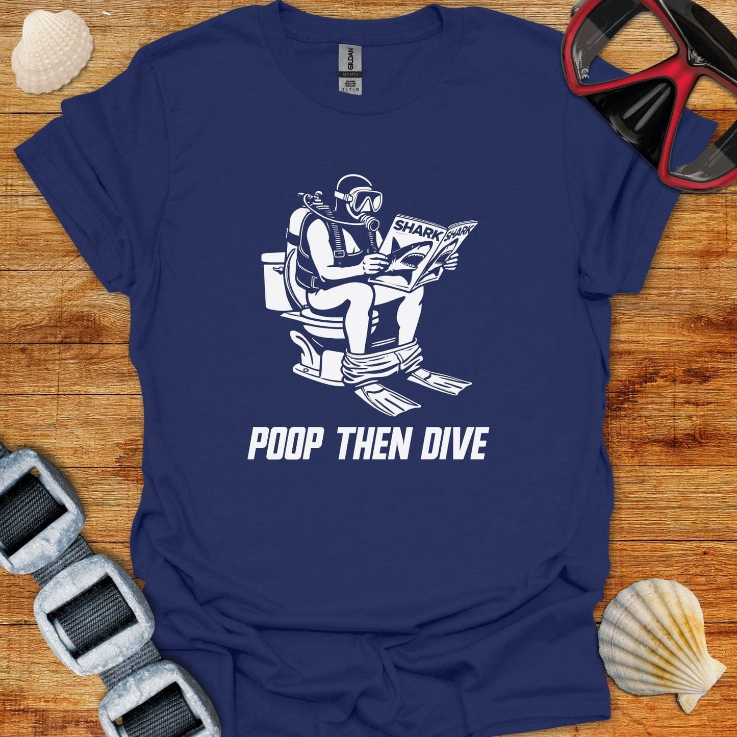 T-Shirt Navy / XS Poop Then Dive