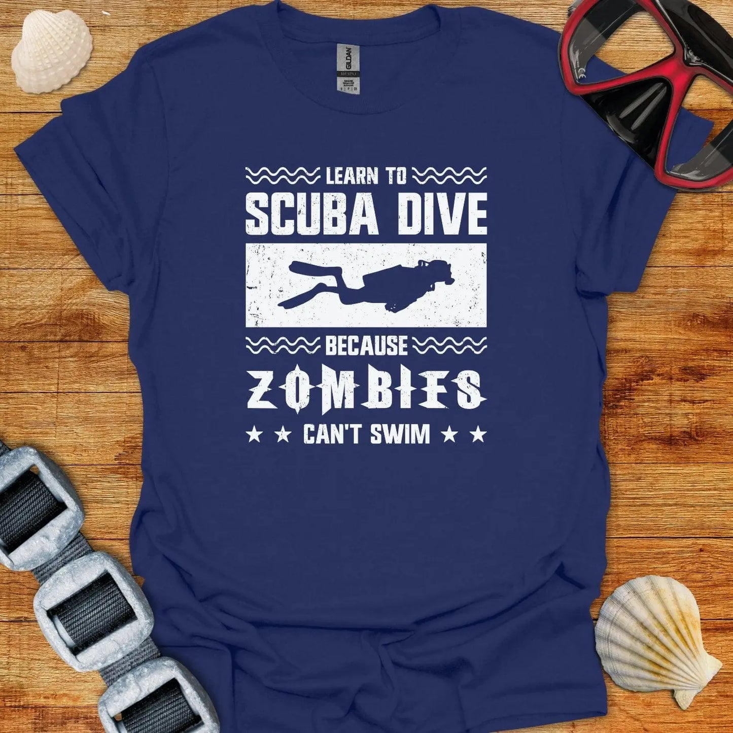 T-Shirt Navy / XS Zombies Can't Swim
