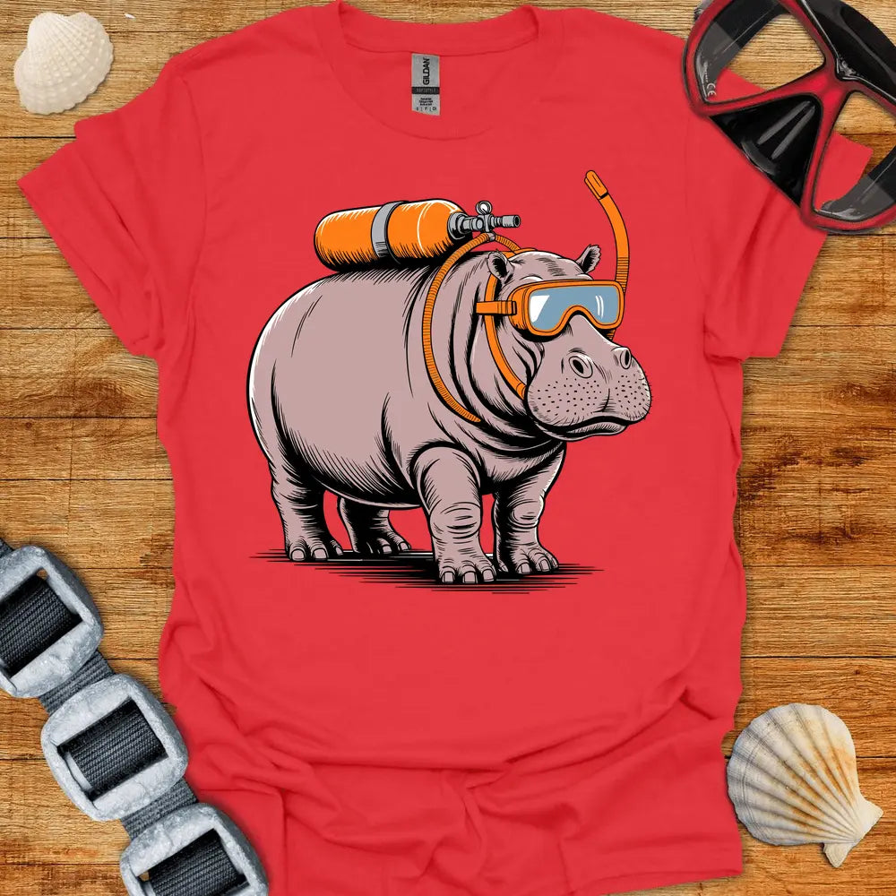 T-Shirt Red / S Hippo Diver T Shirt