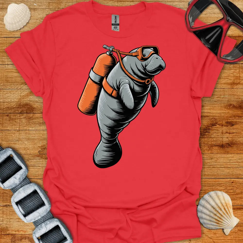 T-Shirt Red / S Manatee Diver T-Shirt