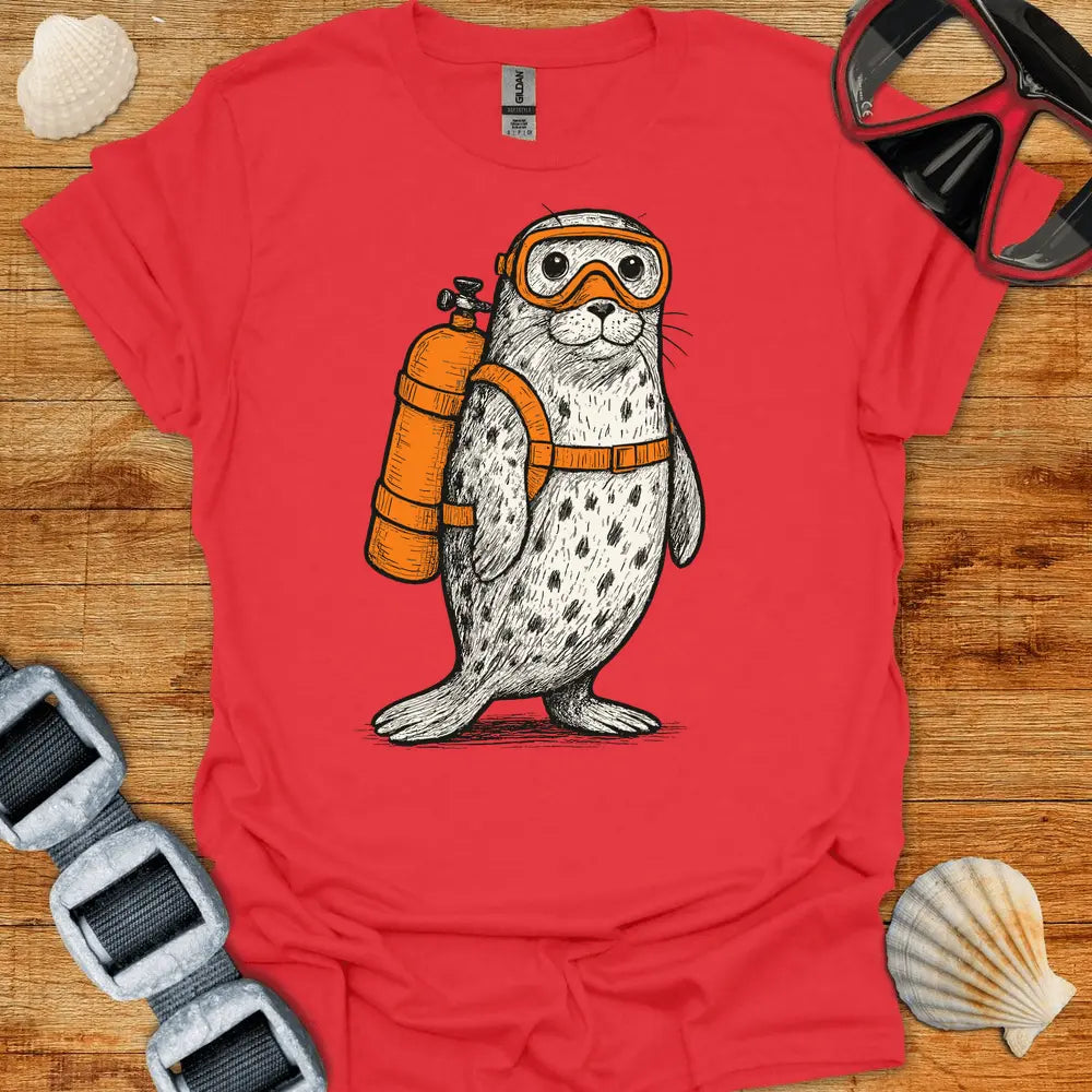 T-Shirt Red / S Scuba Seal T-Shirt