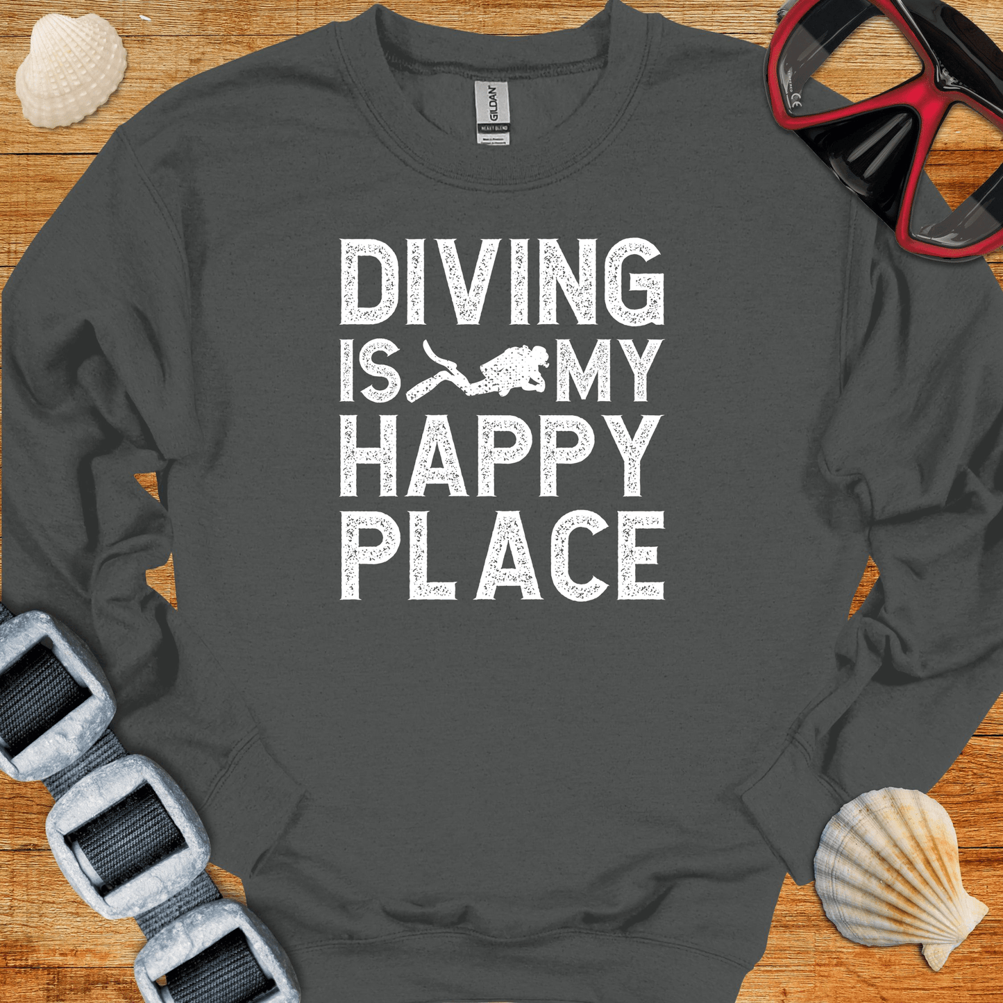 crewneck Charcoal / S Diving Is My Happy Place Crewneck