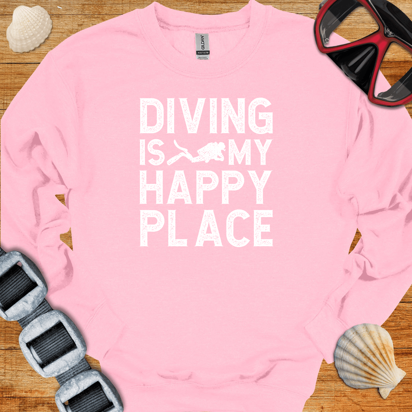 crewneck Light Pink / S Diving Is My Happy Place Crewneck