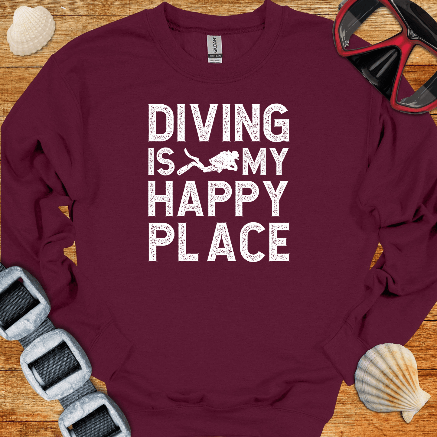 crewneck Maroon / S Diving Is My Happy Place Crewneck