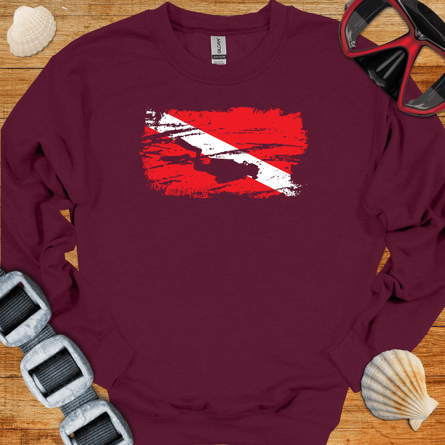 crewneck Maroon / S Grunge Diver Flag Crewneck