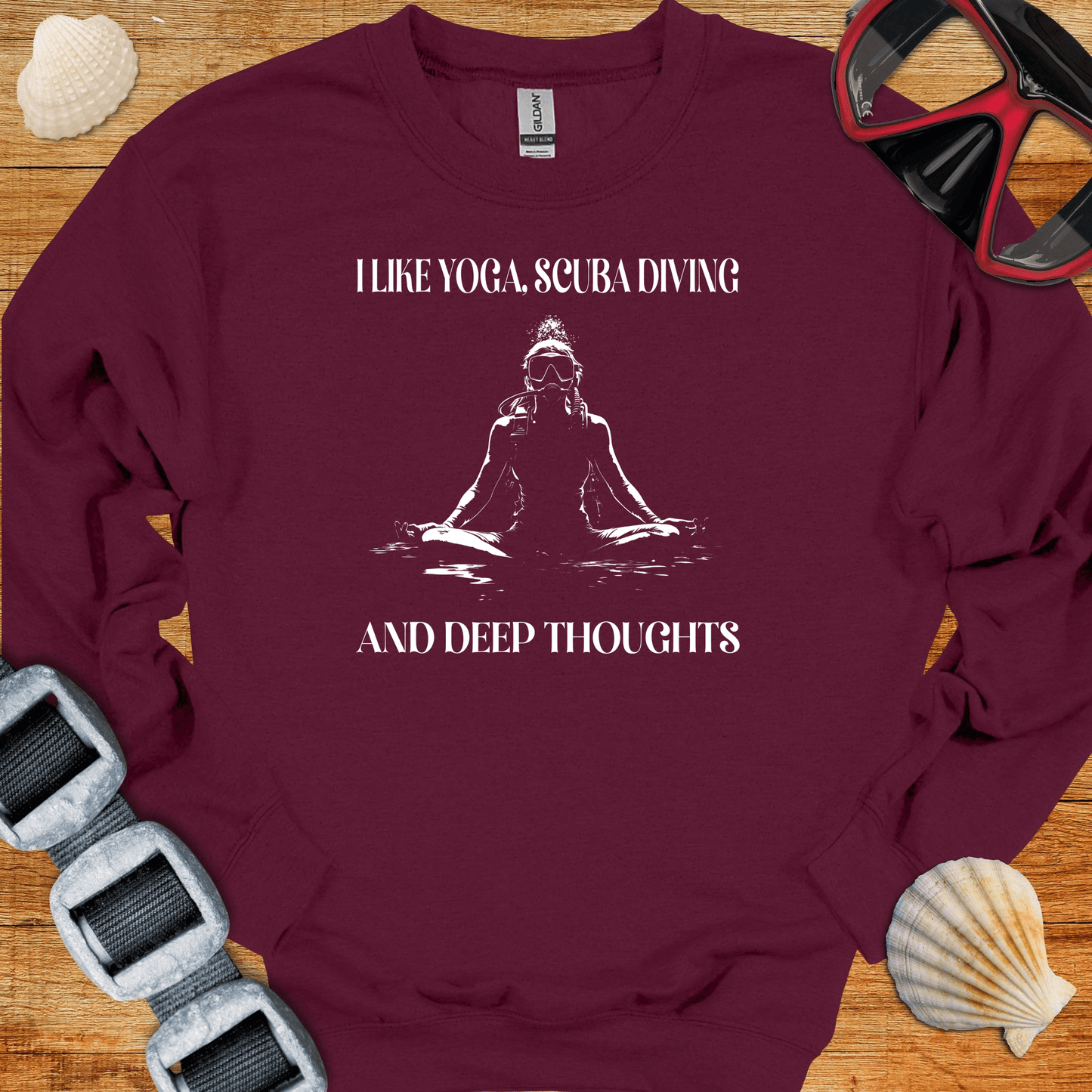 crewneck Maroon / S I Like Yoga & Diving Crewneck