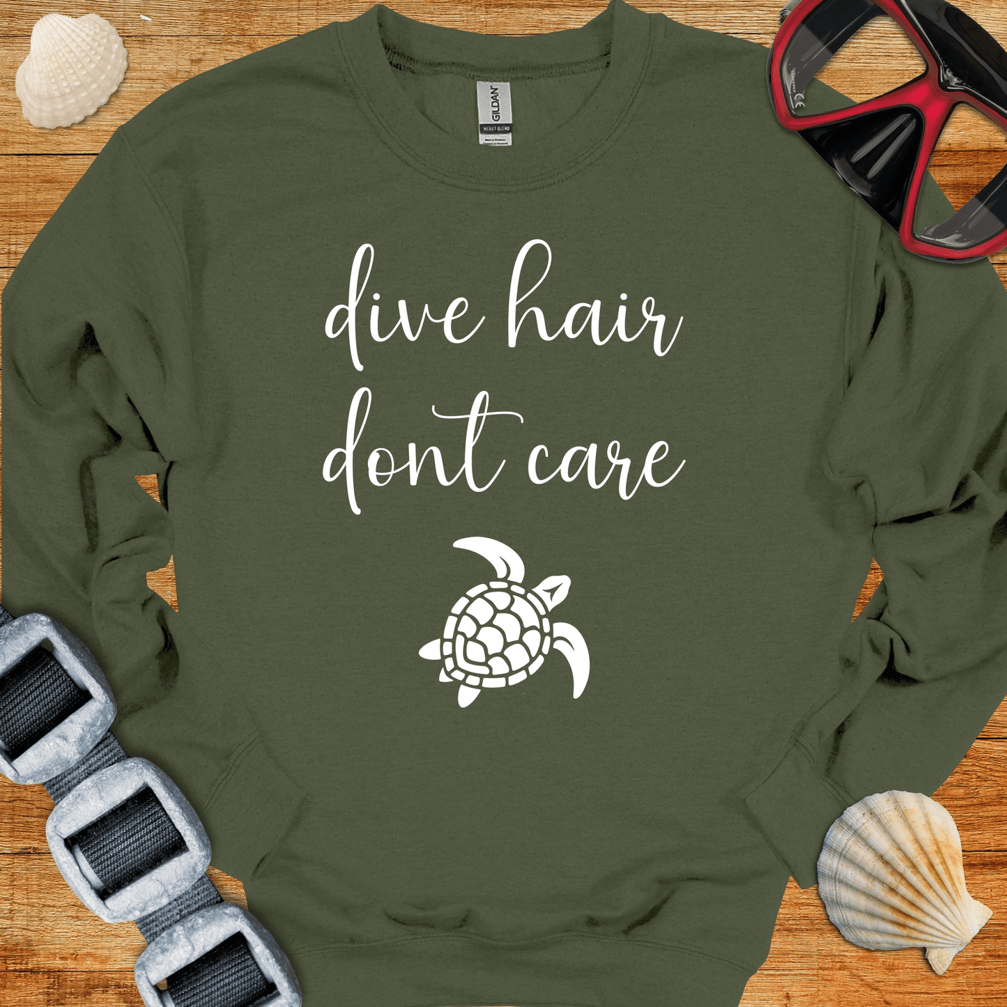 crewneck Military Green / S Dive Hair Dont Care Crewneck