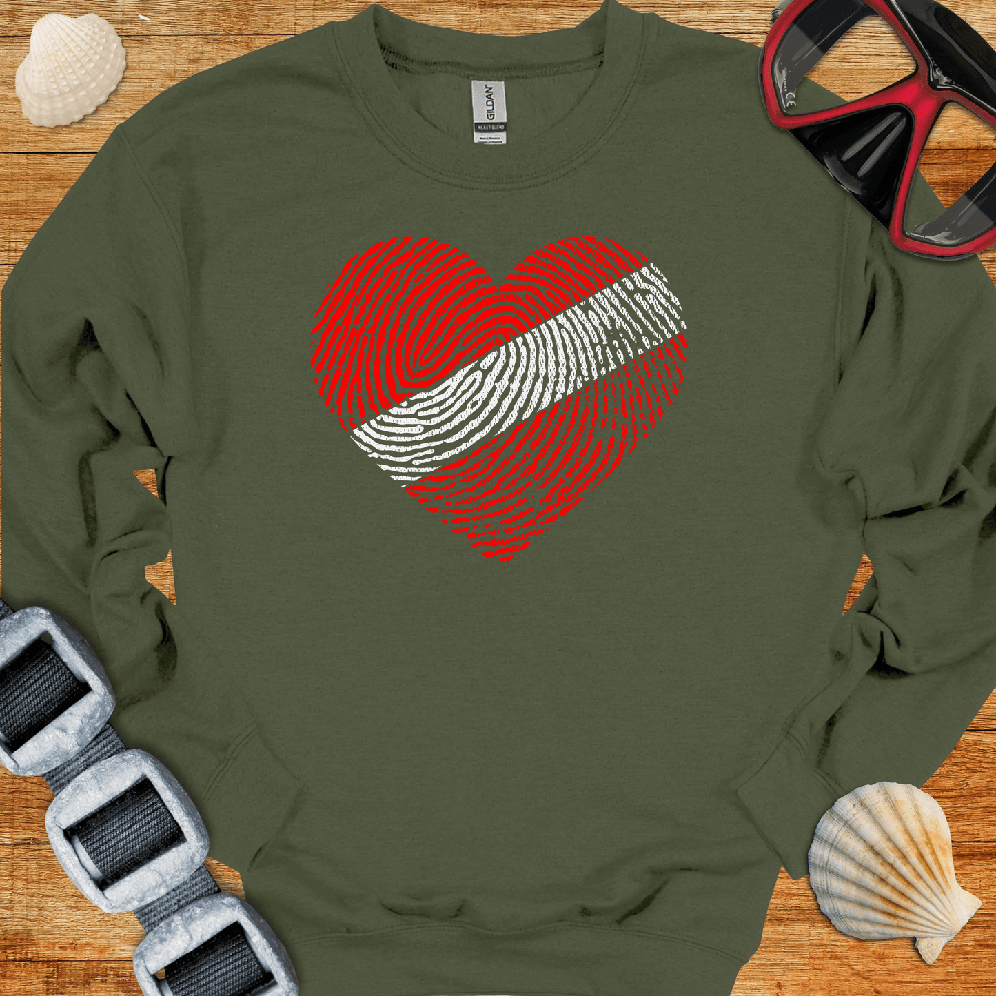 crewneck Military Green / S Diver Heart Crewneck