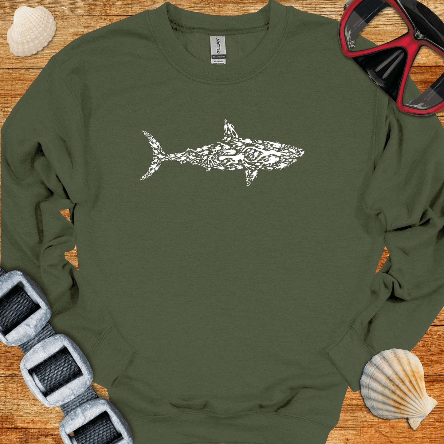 crewneck Military Green / S Diver Shark Crewneck