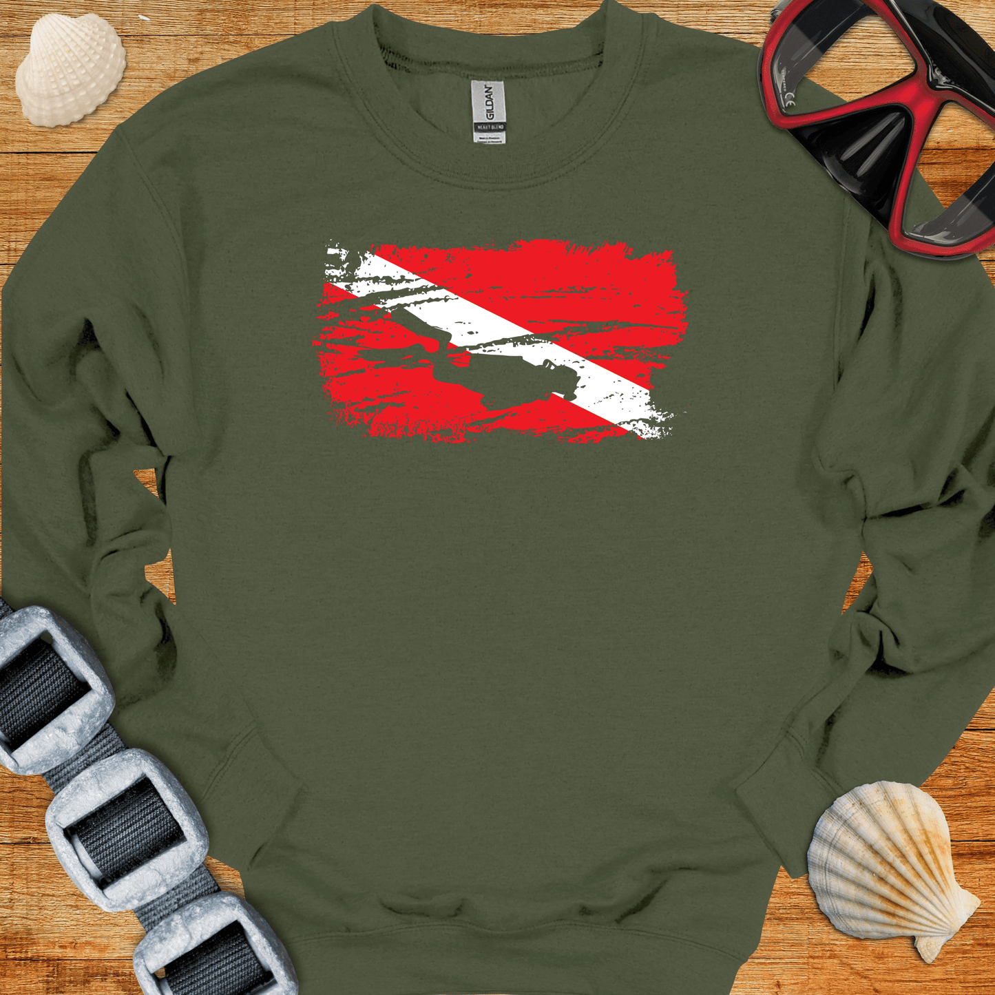 crewneck Military Green / S Grunge Diver Flag Crewneck