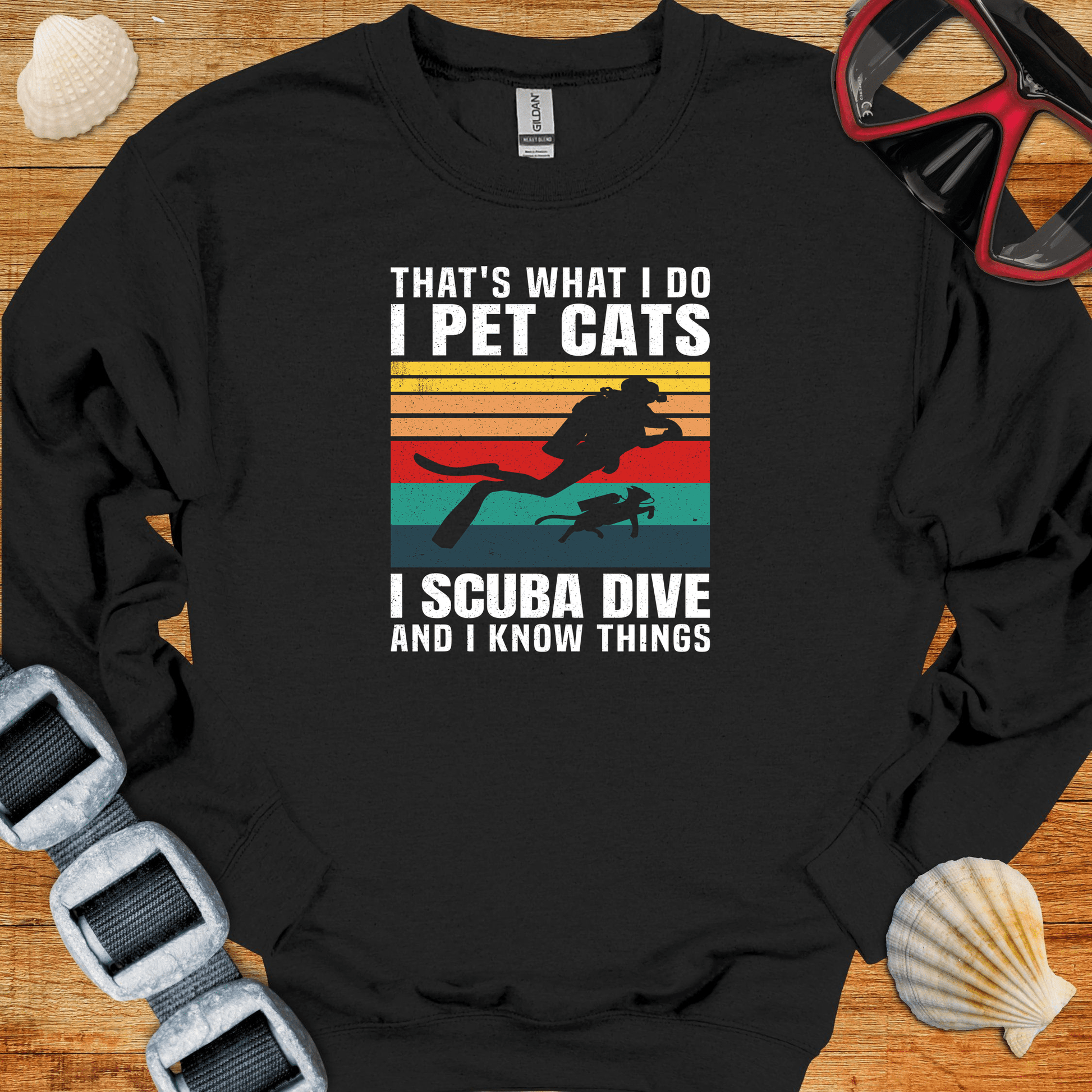 crewneck S / Black Scuba and Cats Crewneck