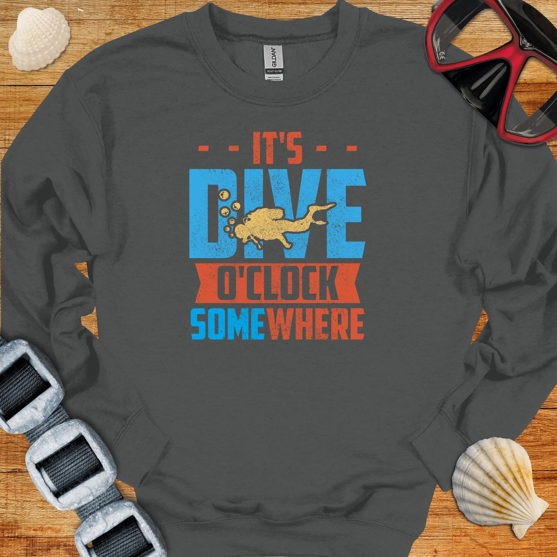 crewneck S / Charcoal Dive O'Clock Somewhere Crewneck