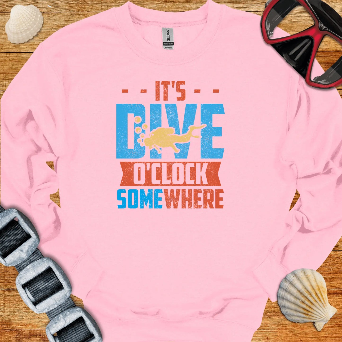 crewneck S / Light Pink Dive O'Clock Somewhere Crewneck