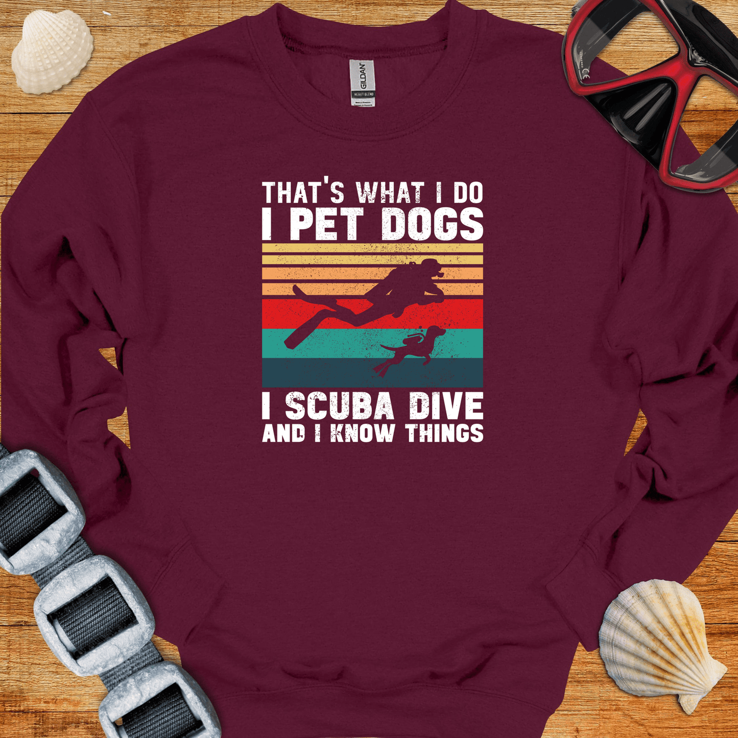 crewneck S / Maroon Scuba and Dogs Crewneck