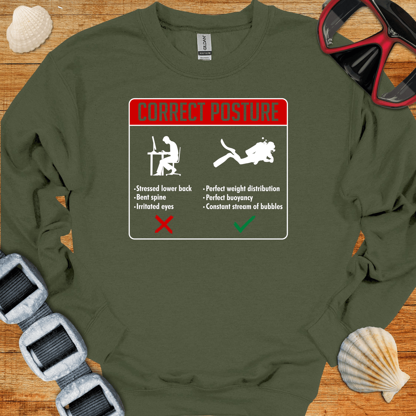 crewneck S / Military Green Correct Posture Crewneck