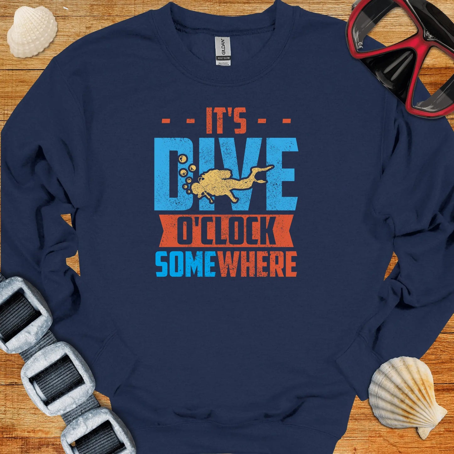 crewneck S / Navy Dive O'Clock Somewhere Crewneck
