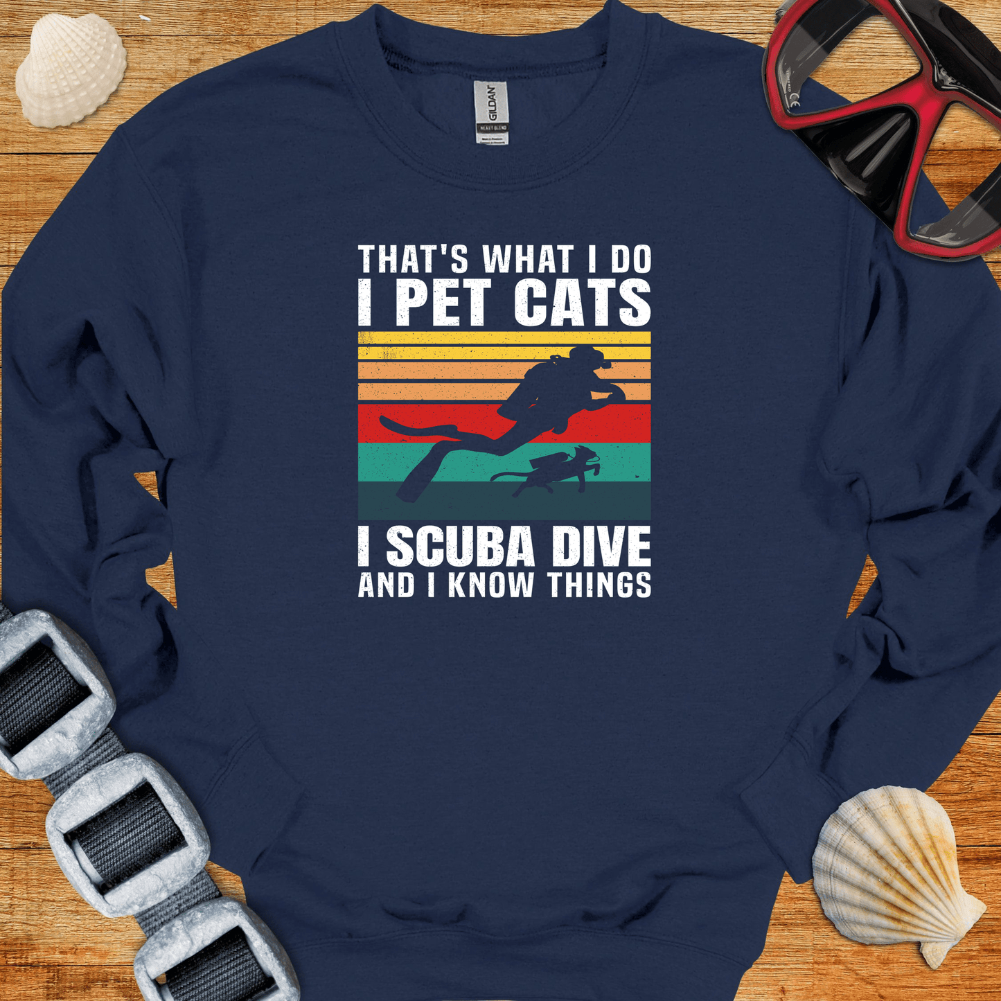 crewneck S / Navy Scuba and Cats Crewneck