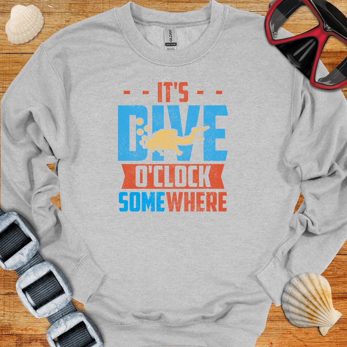 crewneck S / Sport Grey Dive O'Clock Somewhere Crewneck
