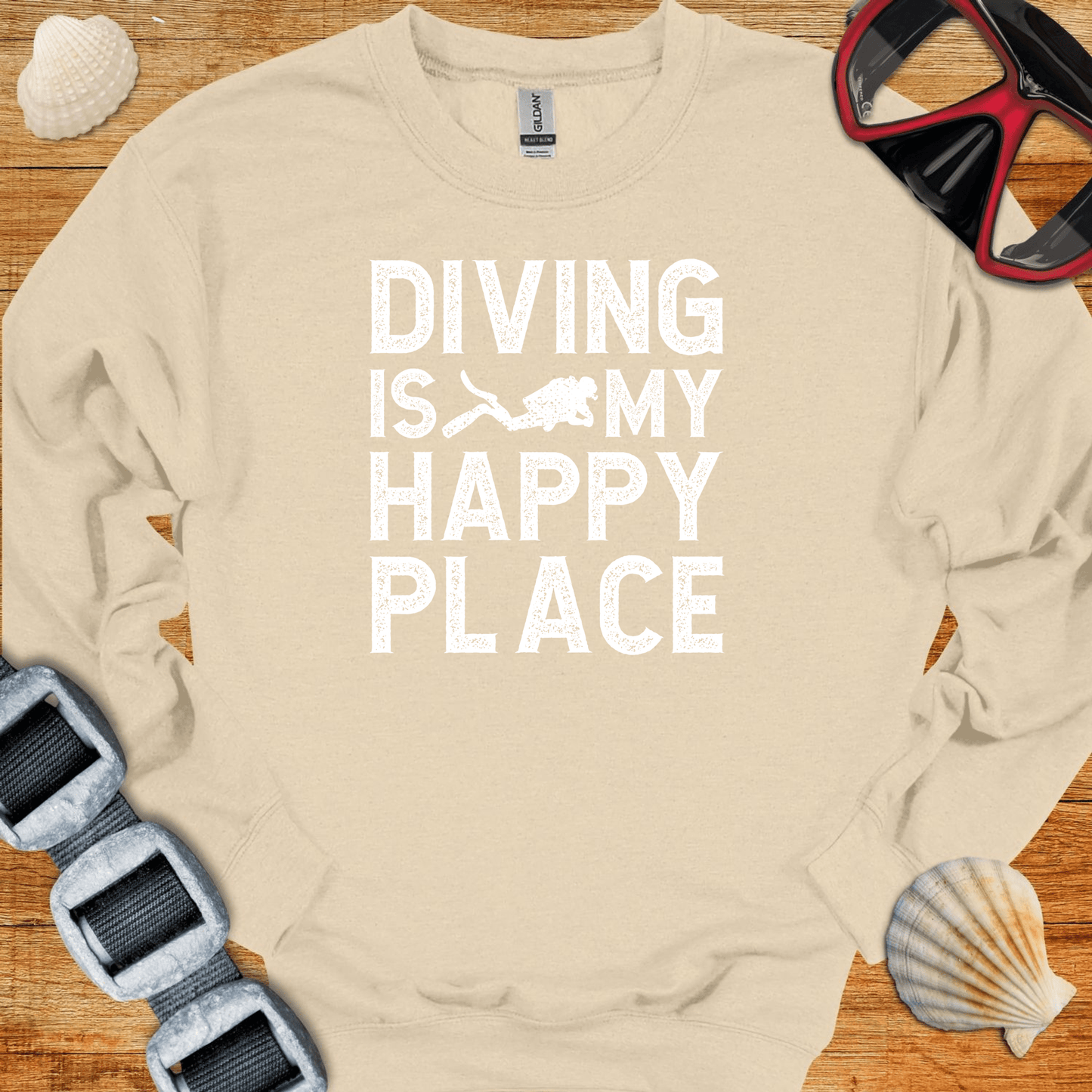 crewneck Sand / S Diving Is My Happy Place Crewneck