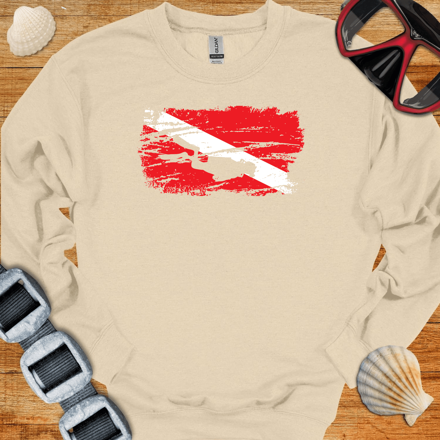 crewneck Sand / S Grunge Diver Flag Crewneck