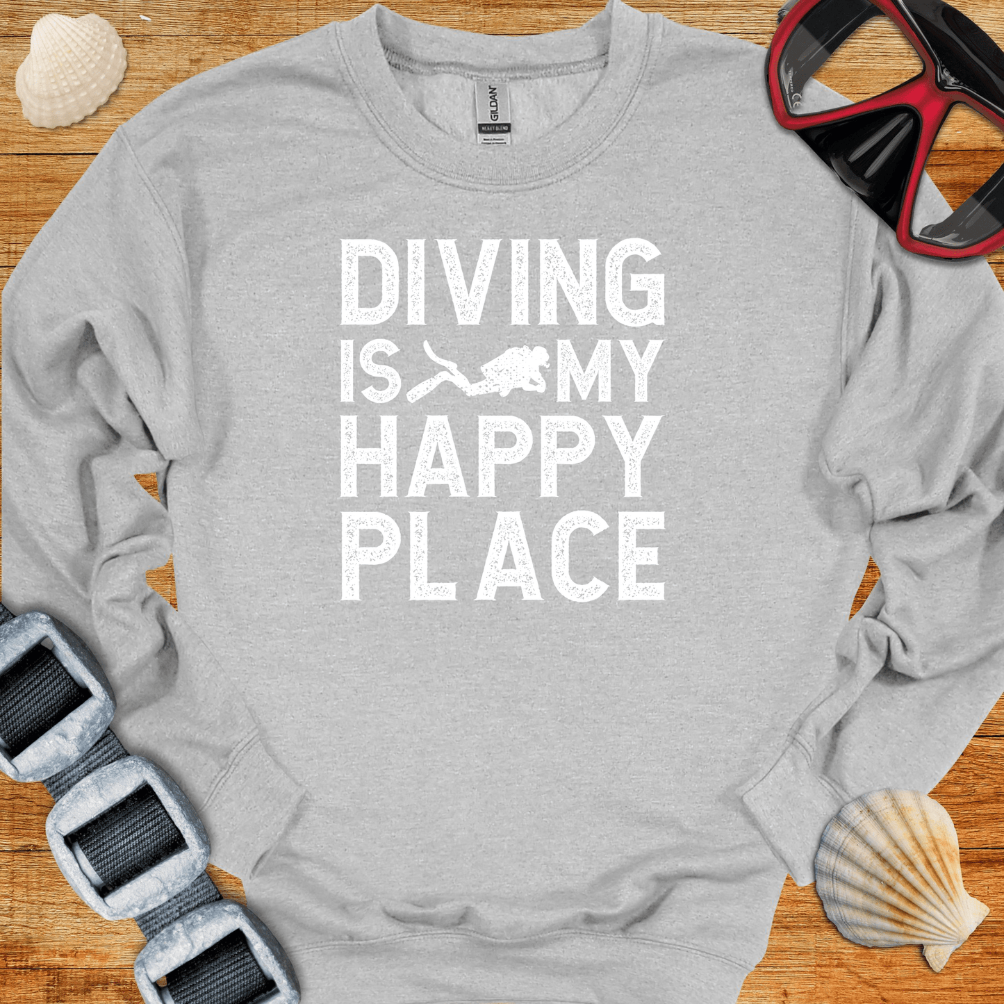 crewneck Sport Grey / S Diving Is My Happy Place Crewneck