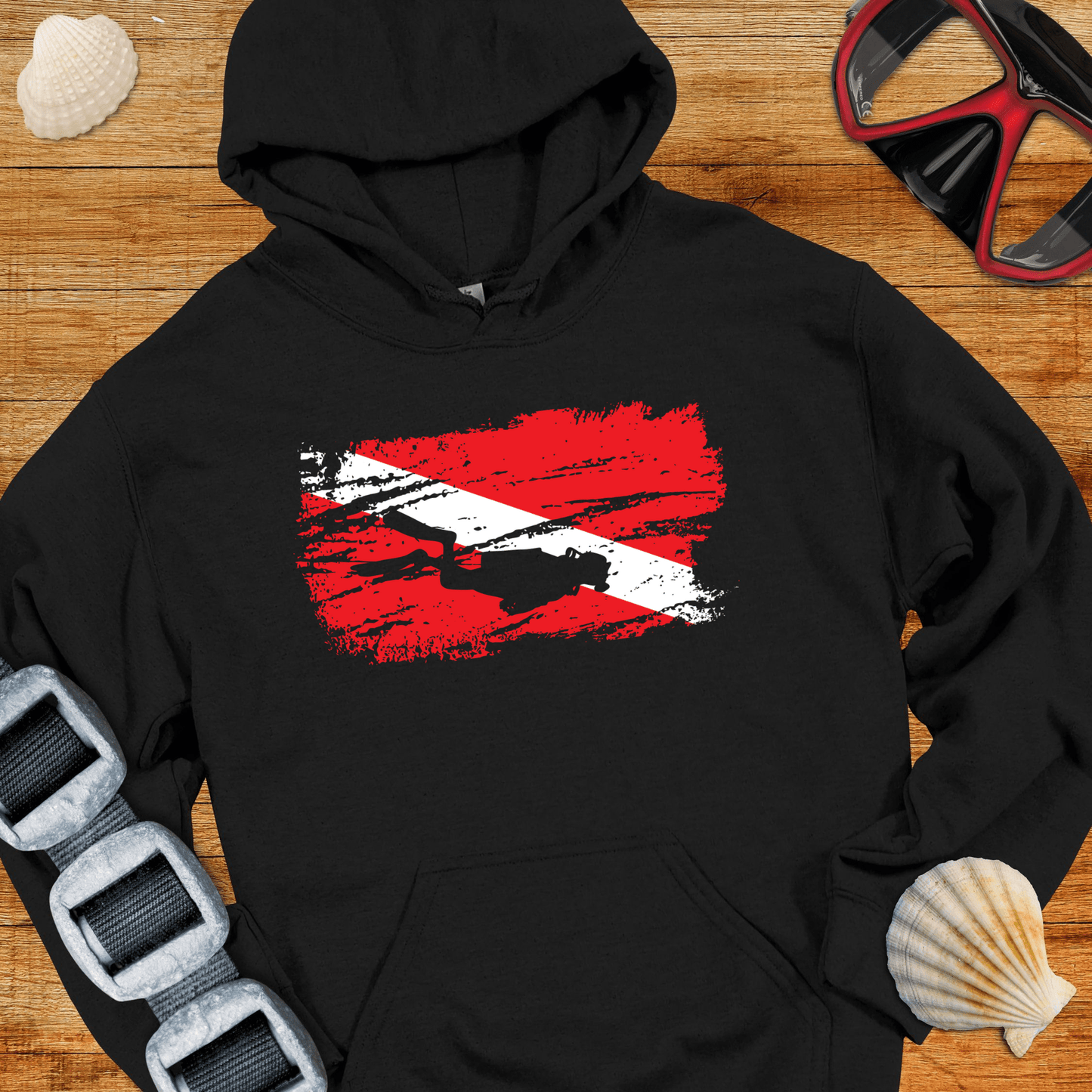 Hoodie Black / S Grunge Diver Flag Hoodie