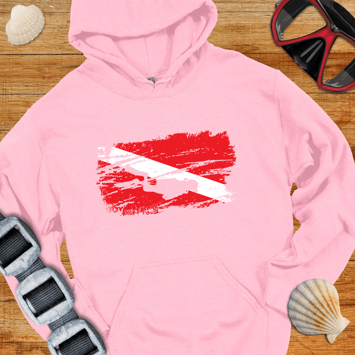 Hoodie Light Pink / S Grunge Diver Flag Hoodie