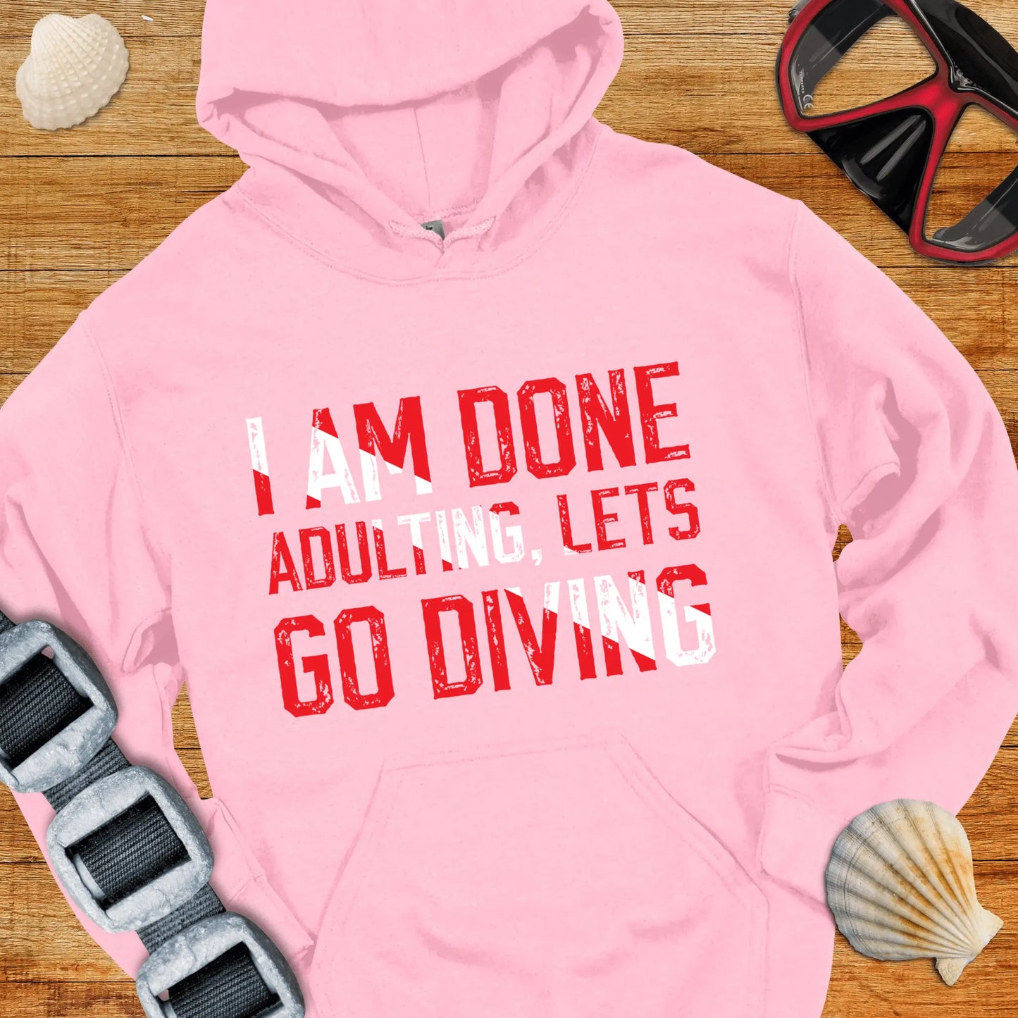 Hoodie Light Pink / S Lets Go Diving Hoodie