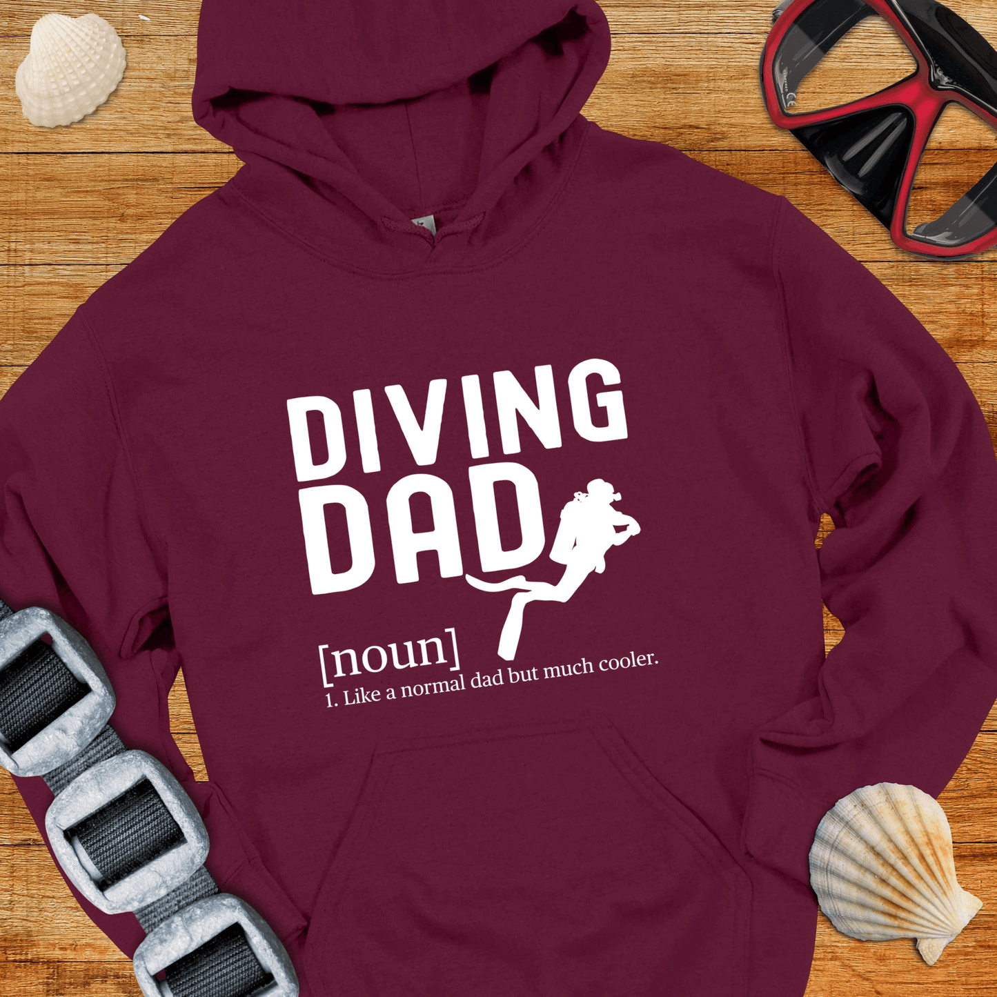 Hoodie Maroon / S Cool Diving Dad Hoodie