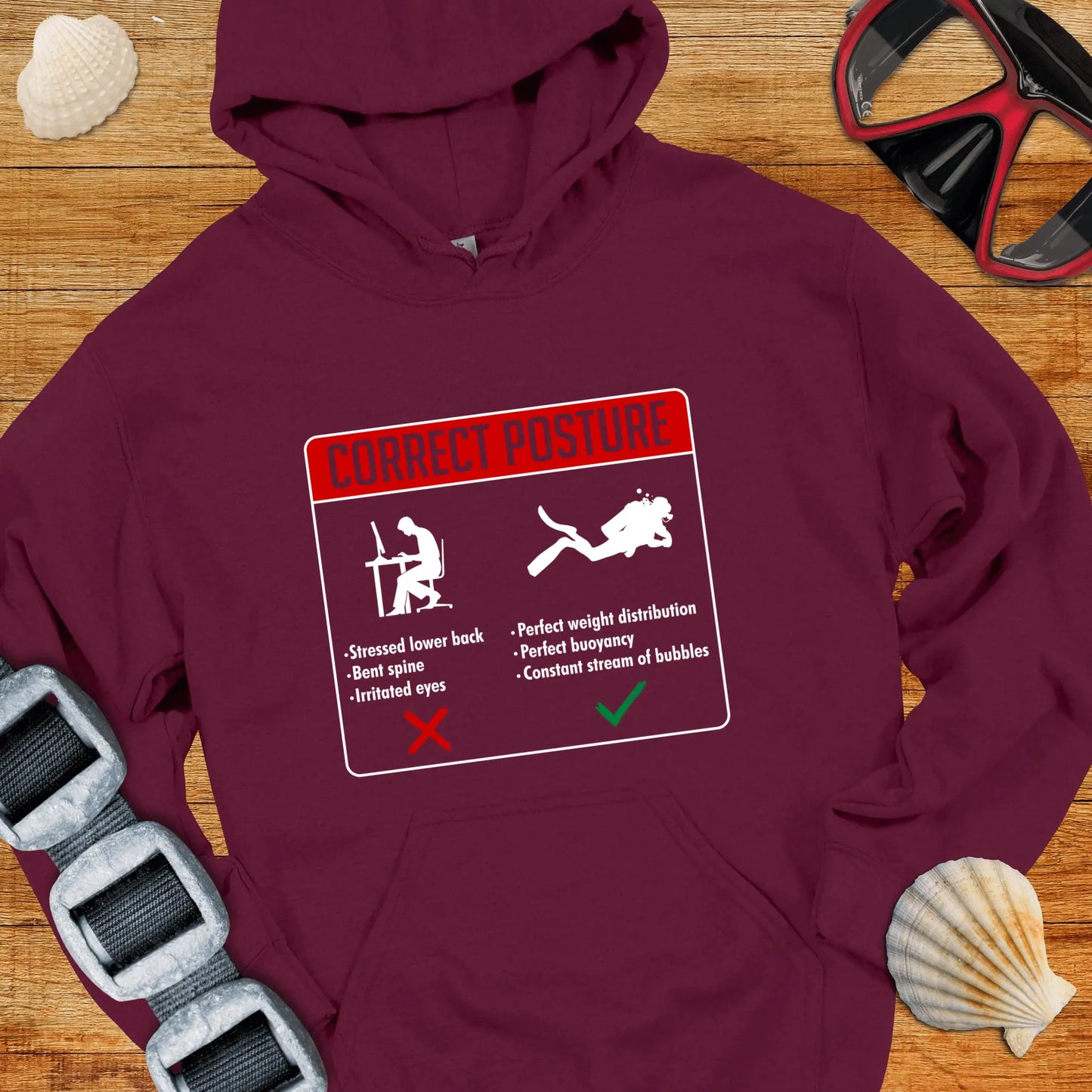 Hoodie Maroon / S Correct Posture Hoodie