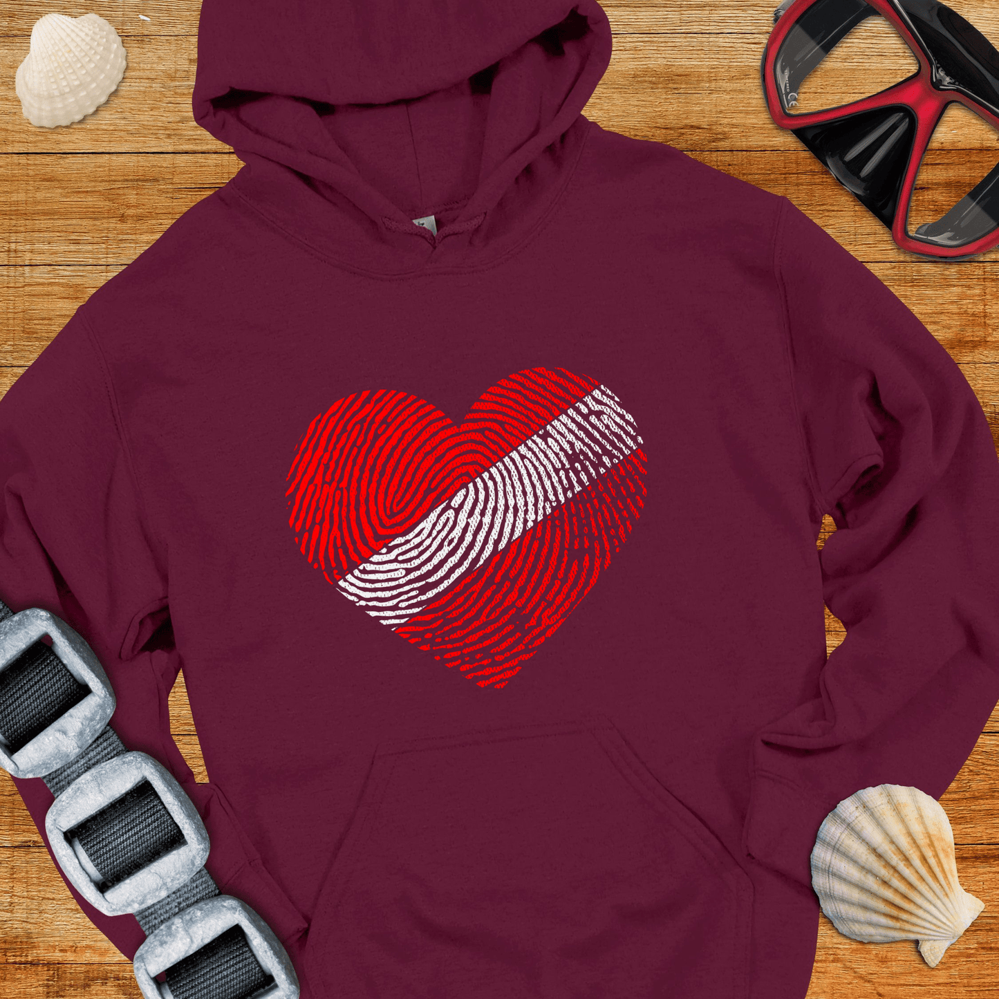 Hoodie Maroon / S Diver Heart Hoodie