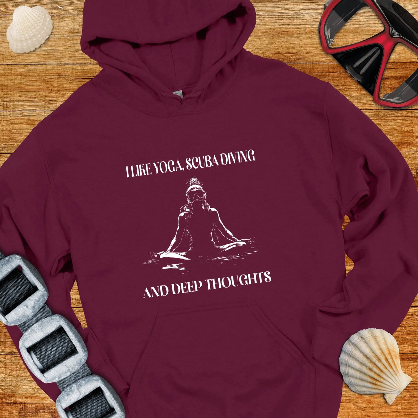 Hoodie Maroon / S I Like Yoga & Diving Hoodie