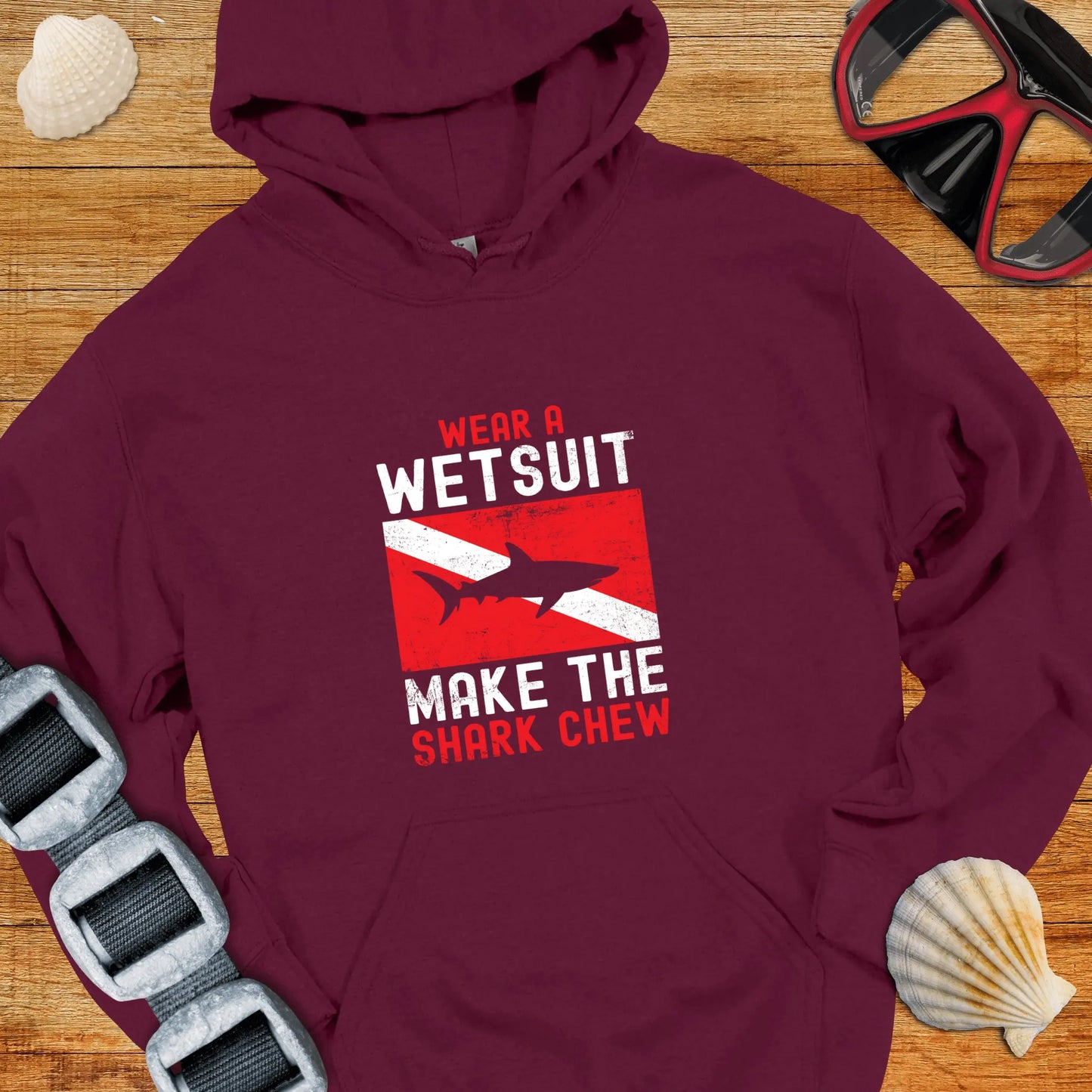 Hoodie Maroon / S Make The Shark Chew Hoodie