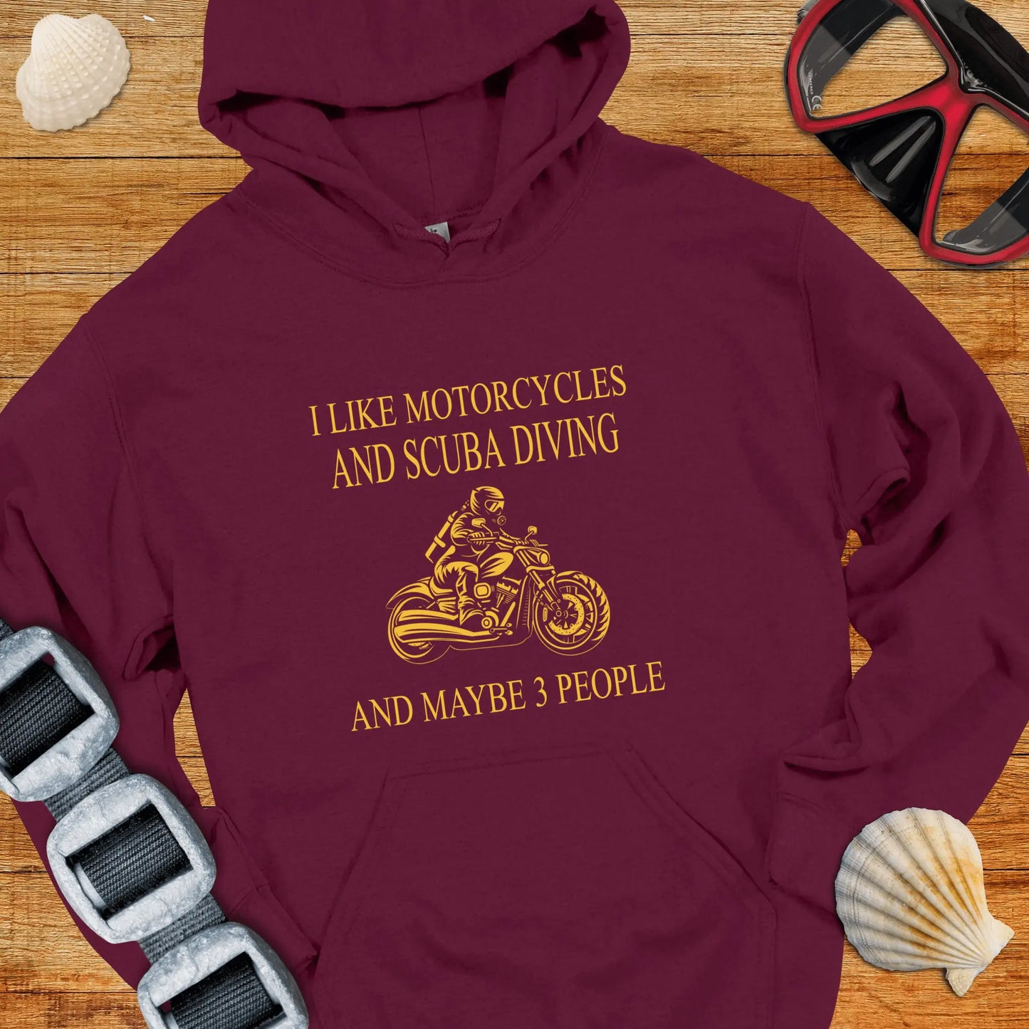 Hoodie Maroon / S Motorcycles & Scuba Hoodie