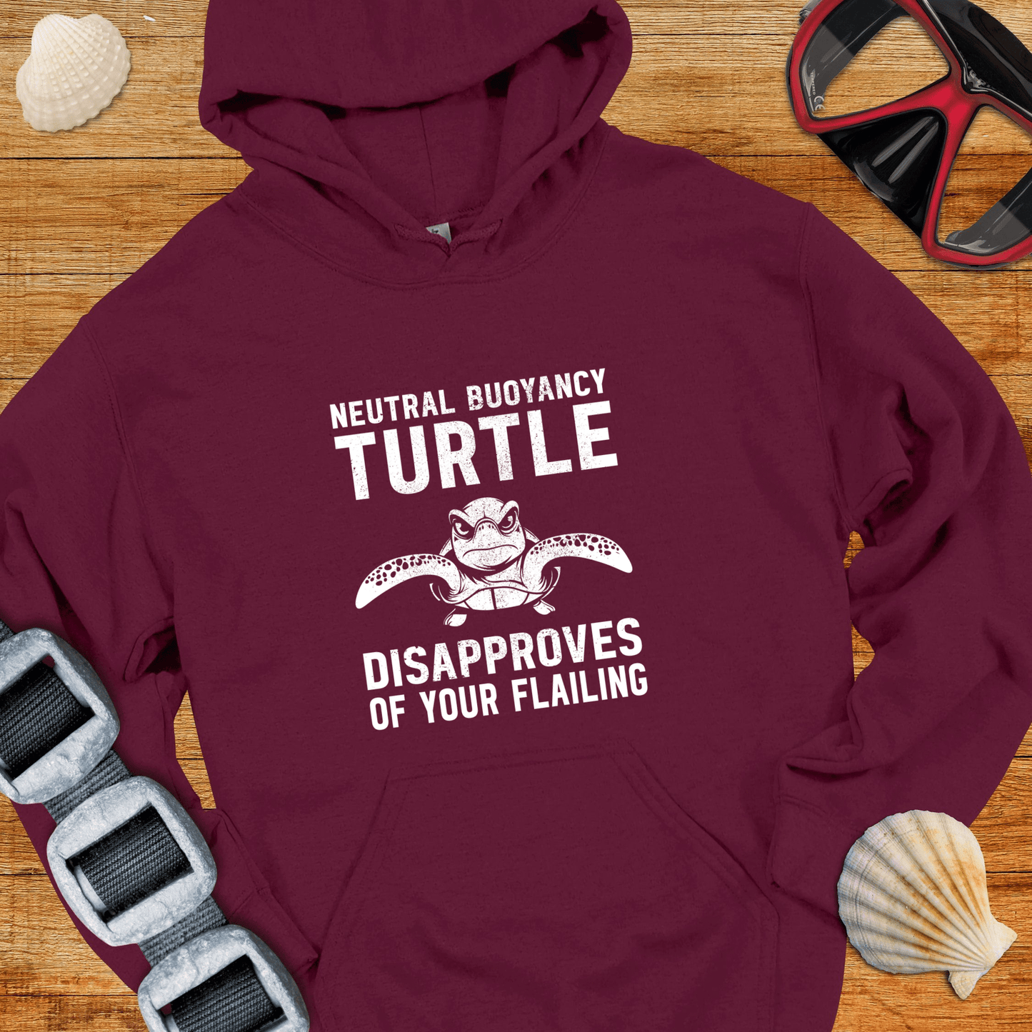 Hoodie Maroon / S Neutral Buoyancy Turtle Hoodie
