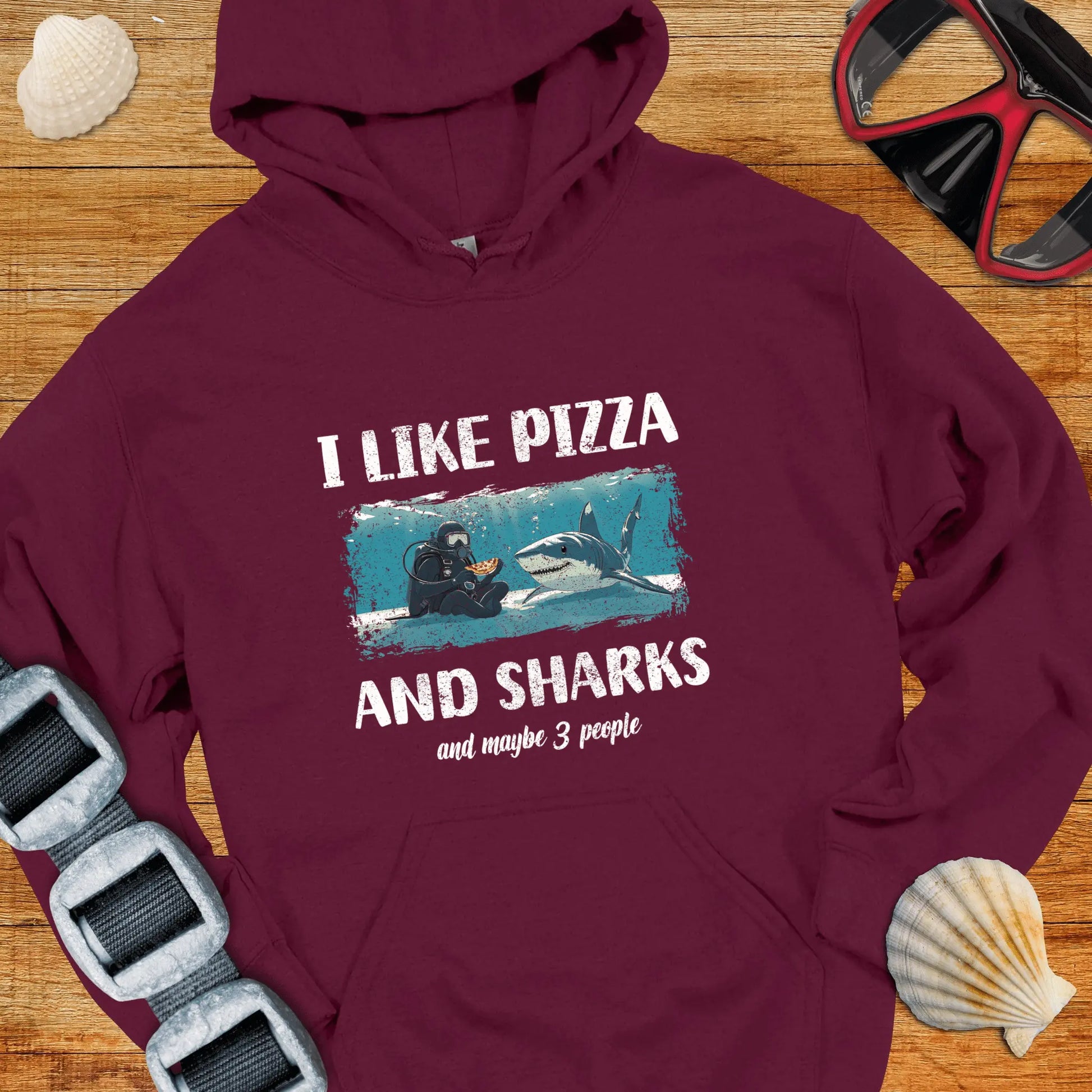 Hoodie Maroon / S Pizza & Sharks Hoodie