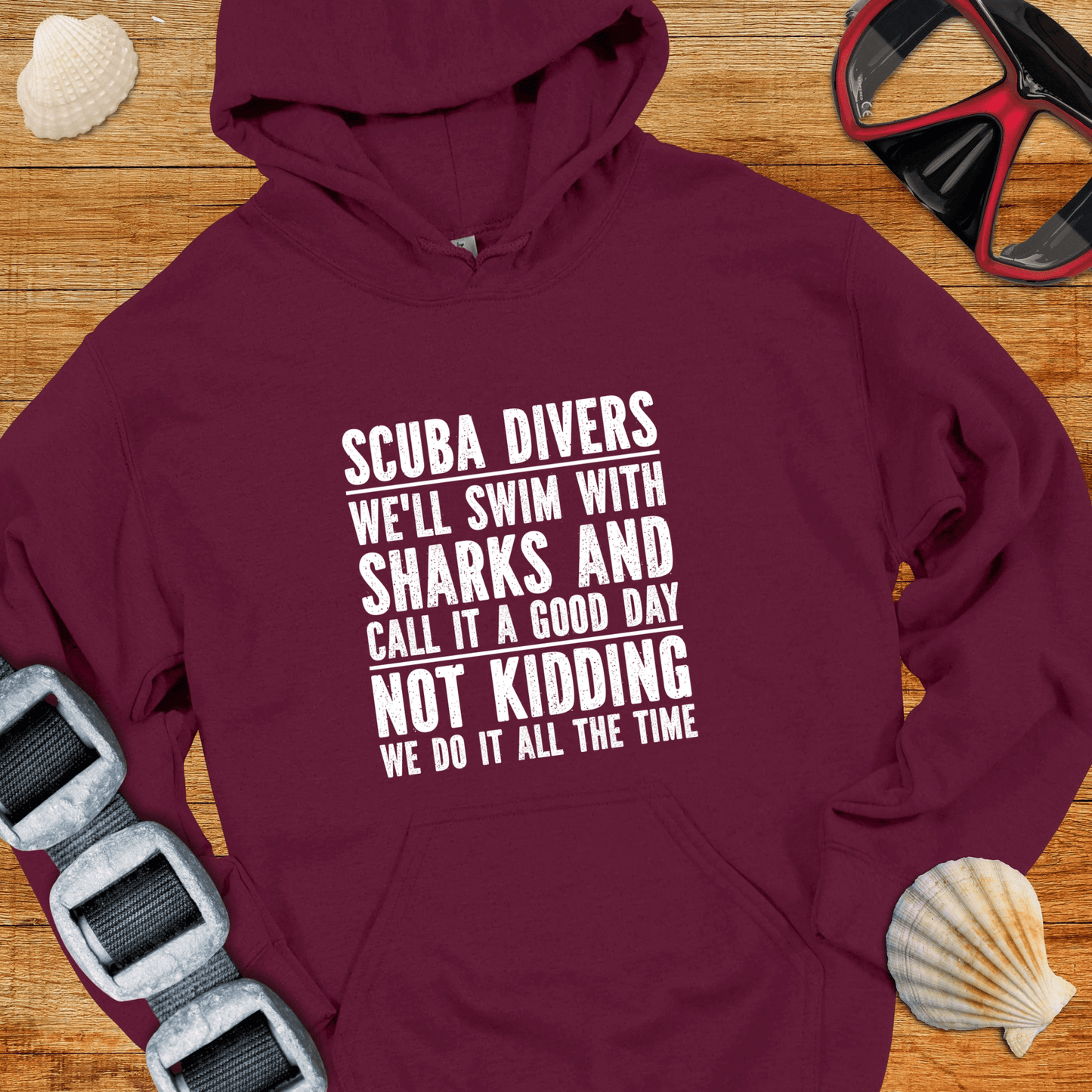 Hoodie Maroon / S Swim With Sharks Hoodie