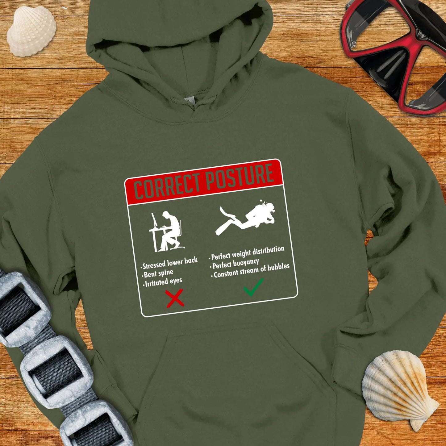 Hoodie Military Green / S Correct Posture Hoodie