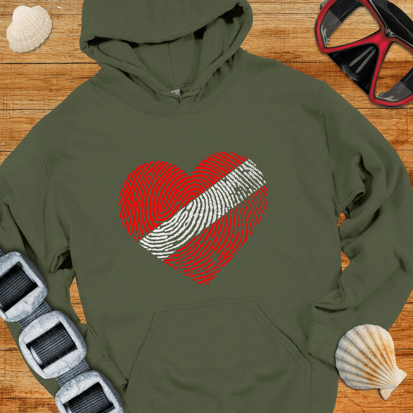 Hoodie Military Green / S Diver Heart Hoodie