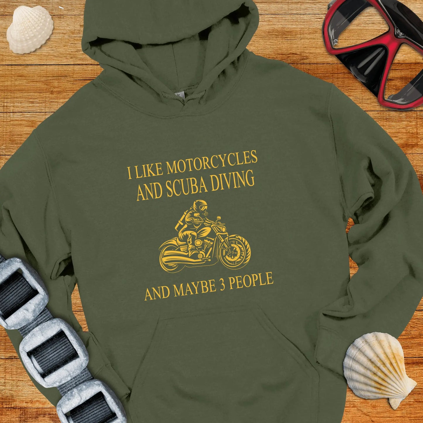 Hoodie Military Green / S Motorcycles & Scuba Hoodie